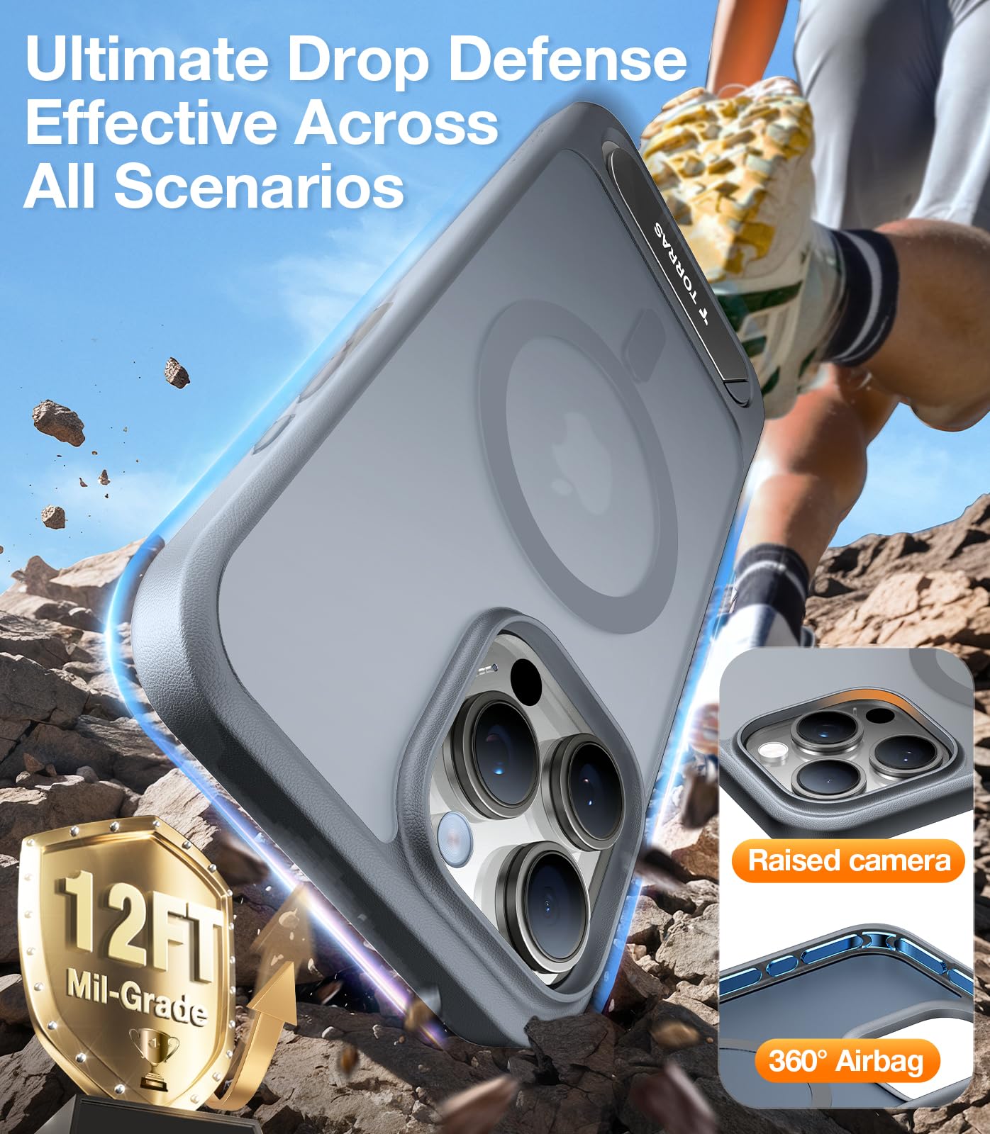 Torras Strong Magnetic & Seamless Stand For Iphone 16 Pro Case, Fit For Magsafe, Military Grade Drop Tested Adjustable Kickstand