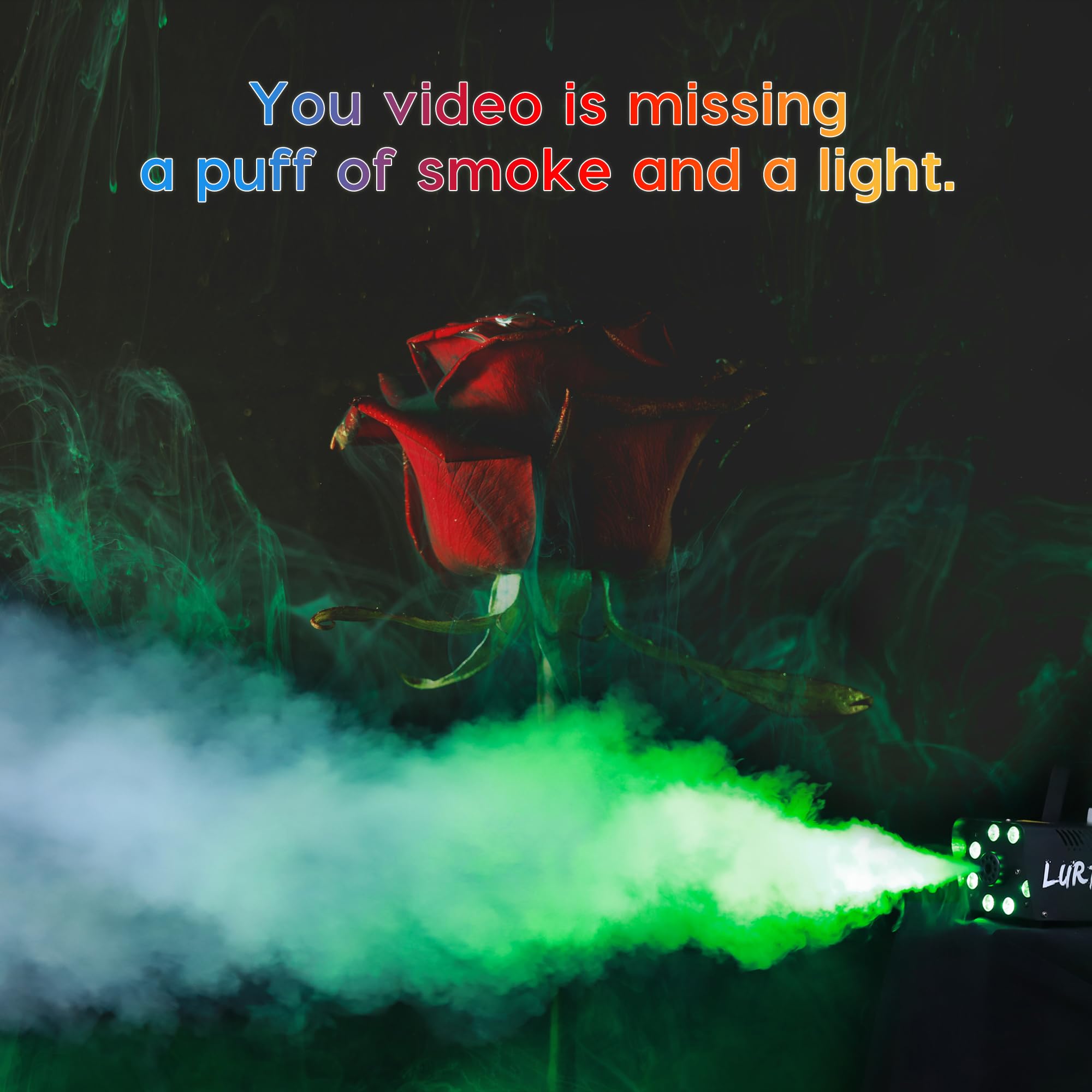 Lurt Fog Machine Mini Smoke Machine 13 Colorful Lights 500W 2500Cfm Small With Wireless Remote Control Auto Mode Portable For In