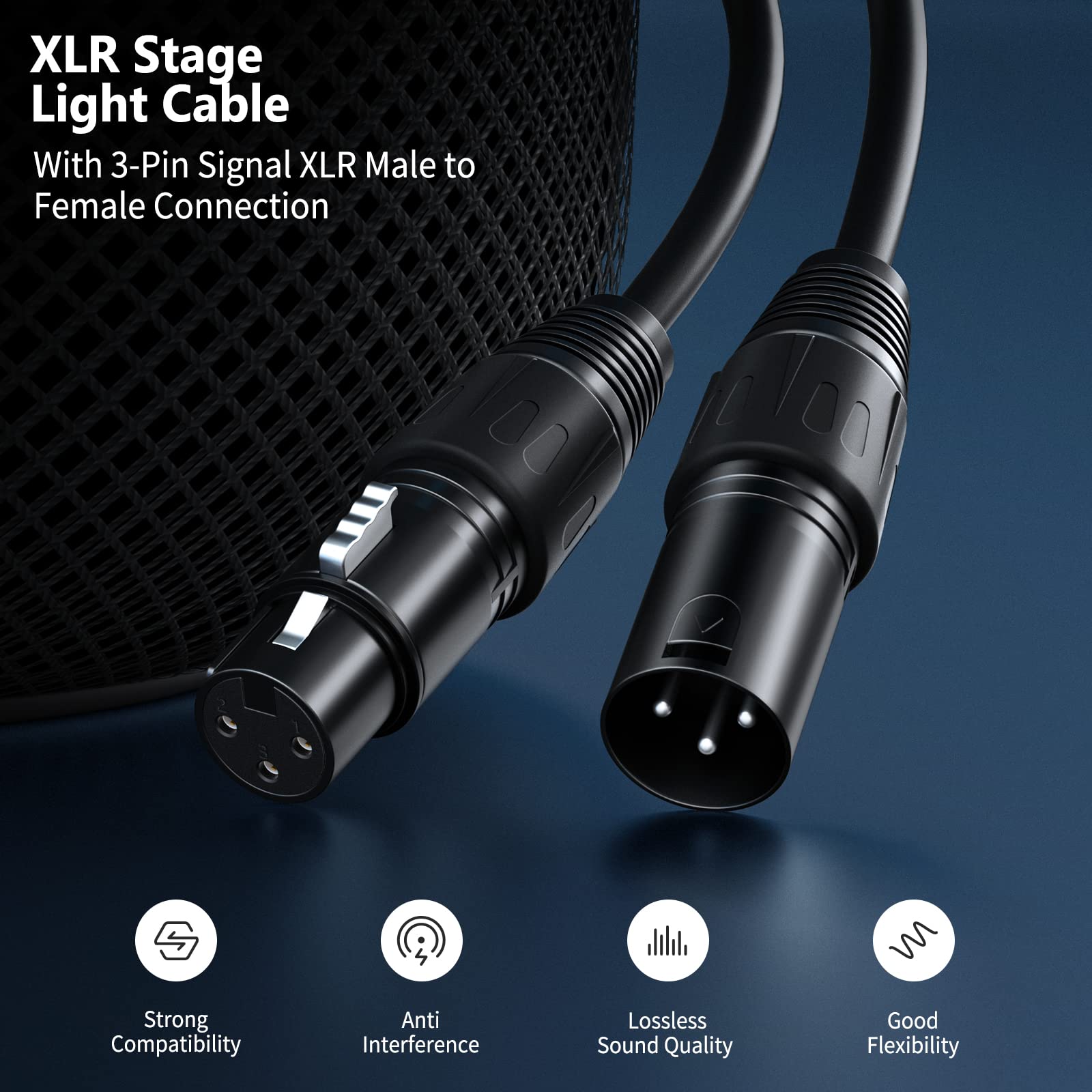 Neewer 10 In 1 Mega Value Pack With 6.5 Feet / 2 Metres Xlr Stage Light Cable Wire 3 Pin Xlr Male To Female Connector For Moving