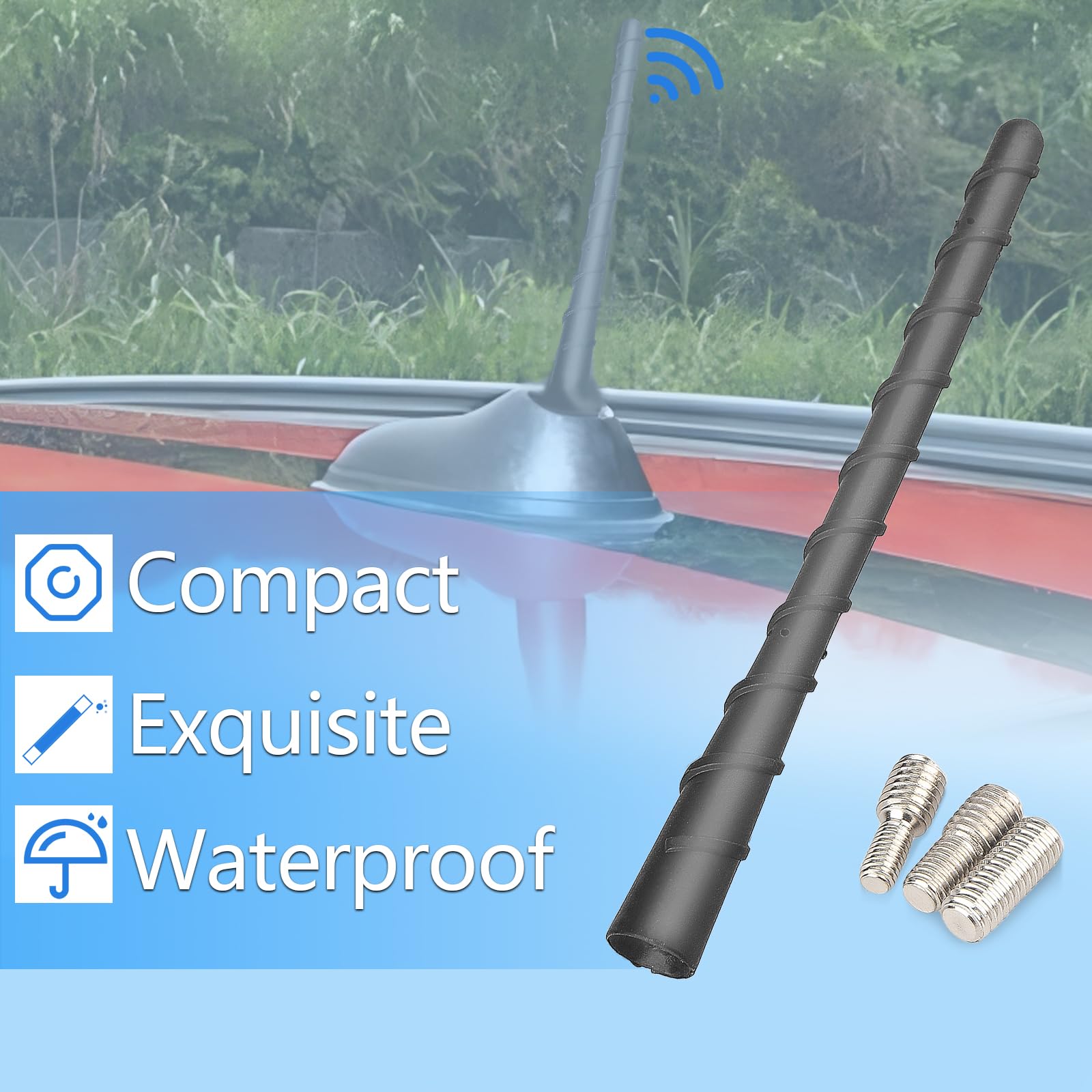 7.5 Inch Black Spiral Antenna Replacement Flexible Waterproof Rubber With Screw Universal Car Antenna Optimized Am/Fm Reception