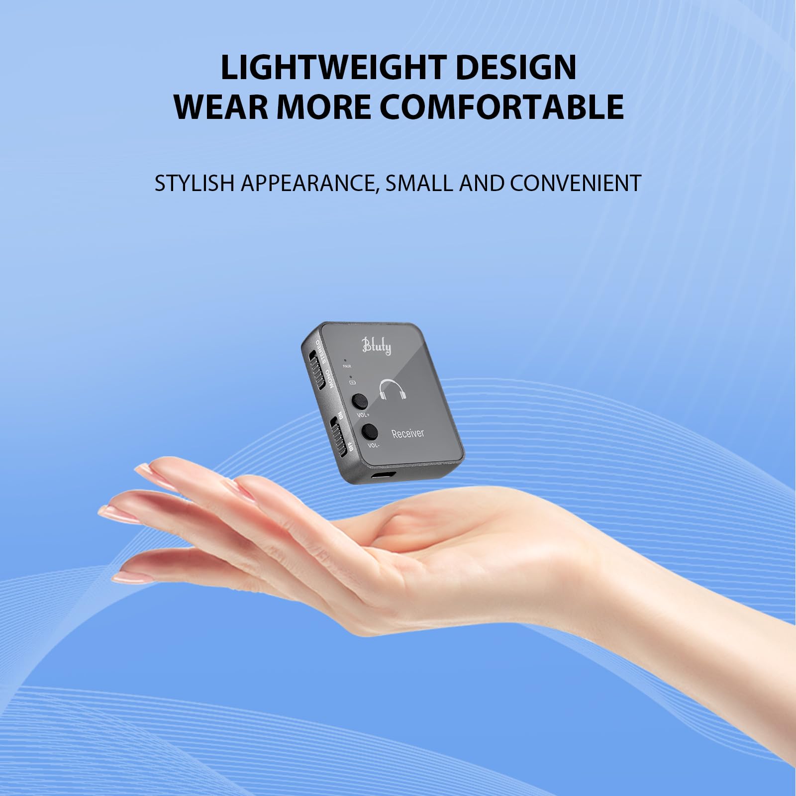 Btuty In Ear Monitor System Wireless In Ear Monitor System Earphone Monitor Transmission System Rechargeable (Grey, Receiver)