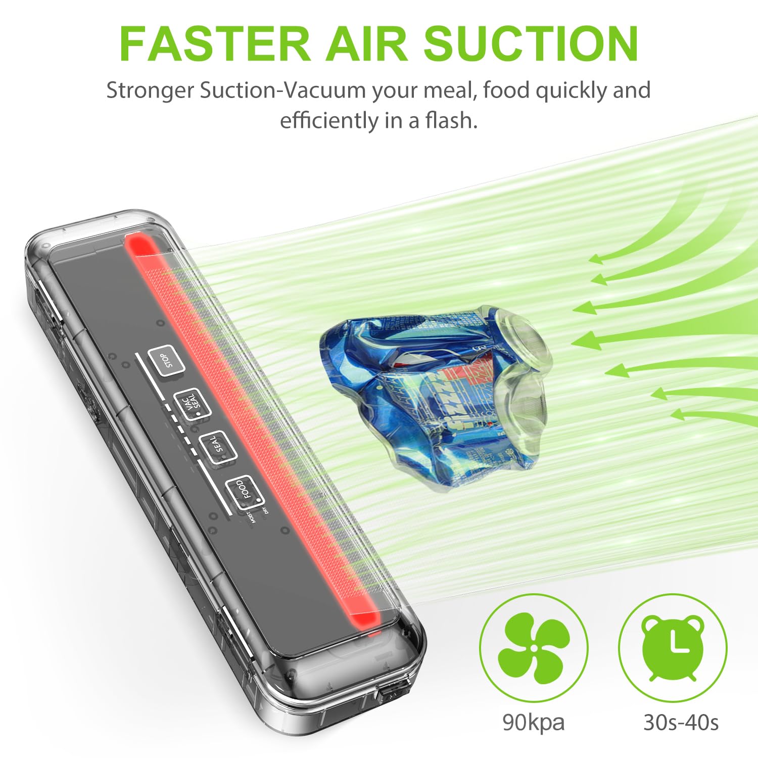 Koios Vacuum Sealer Machine, 90Kpa Automatic Food Sealer With Cutter, 8 In 1 Food Vacuum Machine, Pulse Function, Dry&Moist Mode