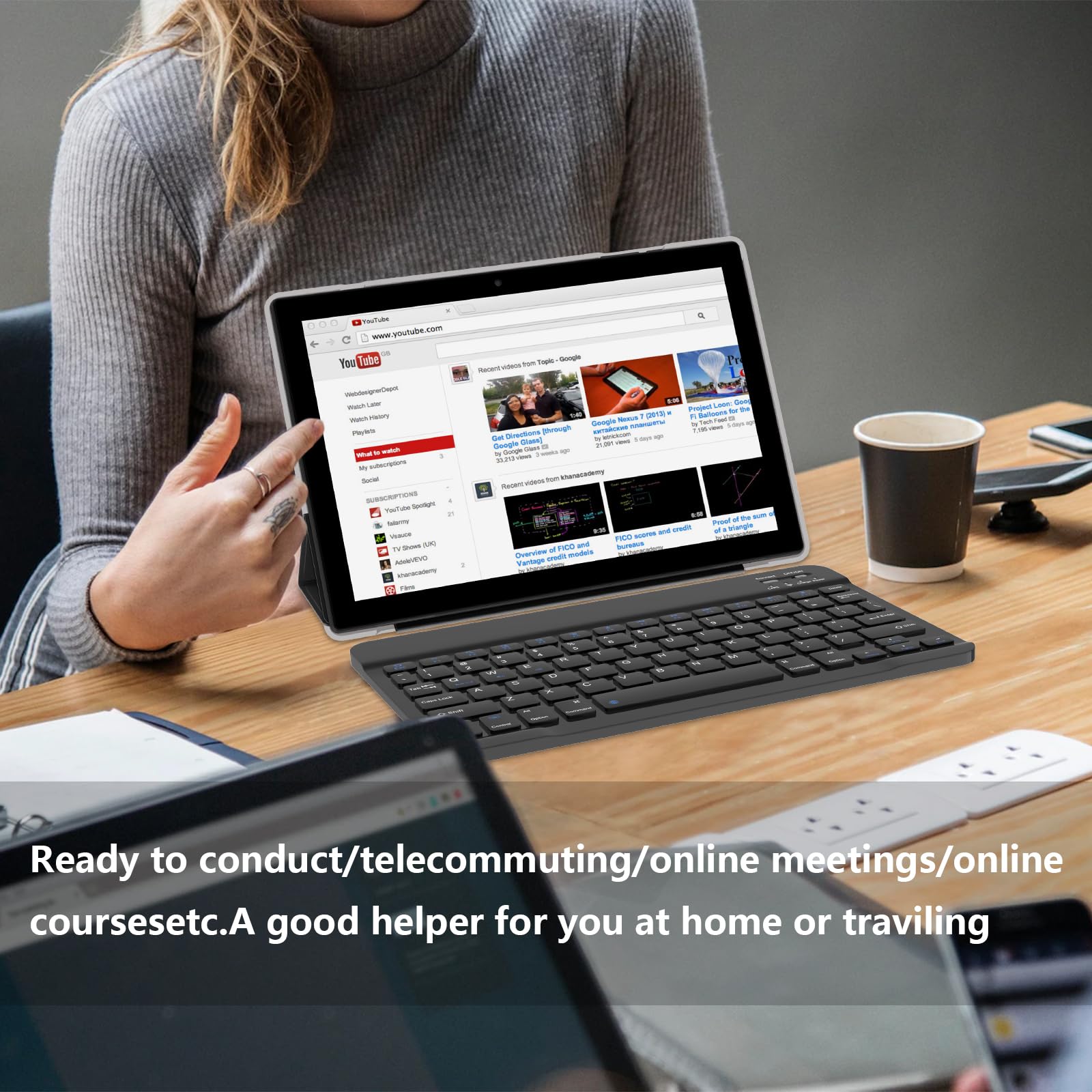 Tablet With Keyboard Android 13 Tablets 2 In 1 Tablet 12Gb+128Gb, 10 Inch Tablets Set Include Case Mouse Stylus Pen Screen Film