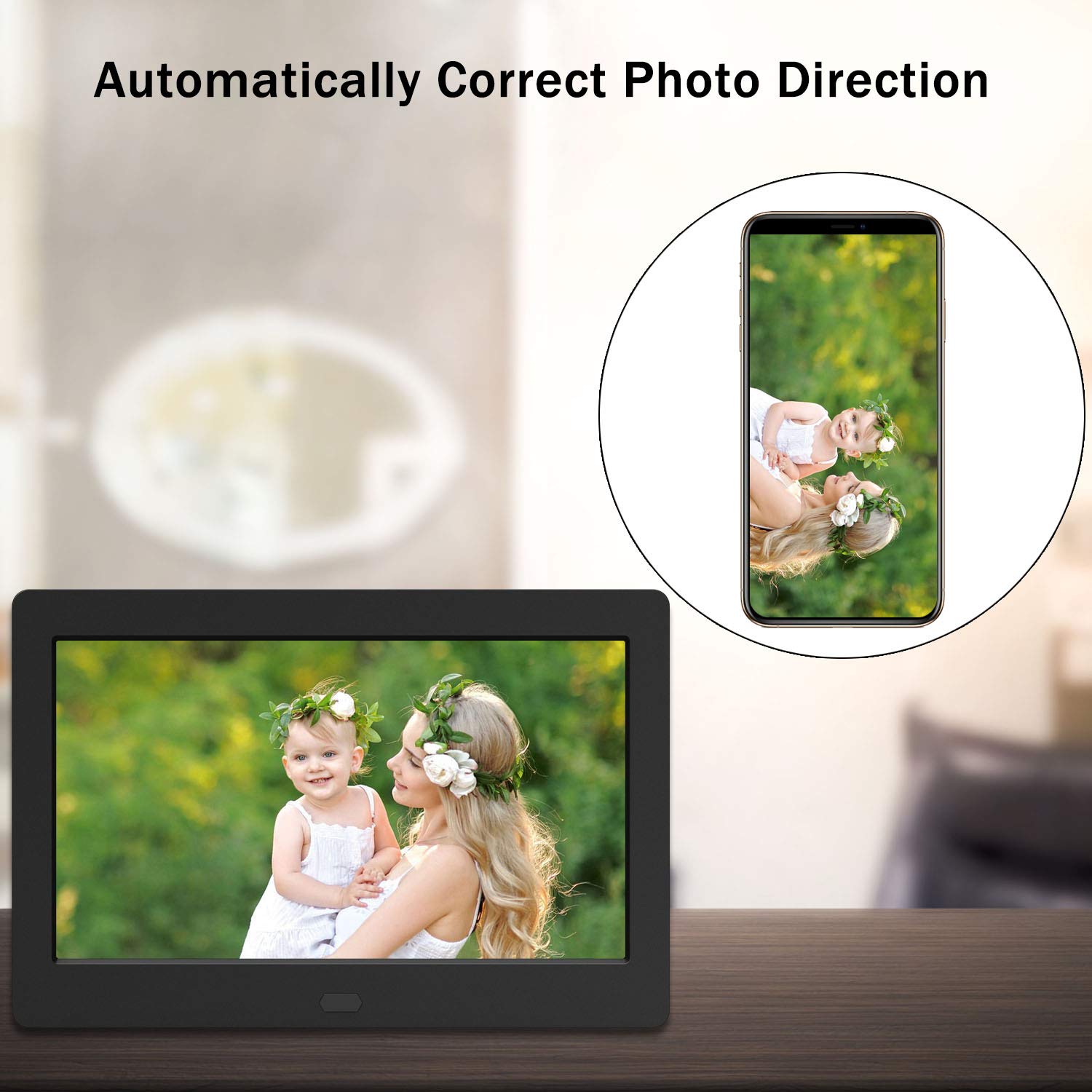 Digital Photo Frame With Ips Screen   Digital Picture Frame With 1080P Video, Music, Photo, Auto Rotate, Slide Show, Remote Cont