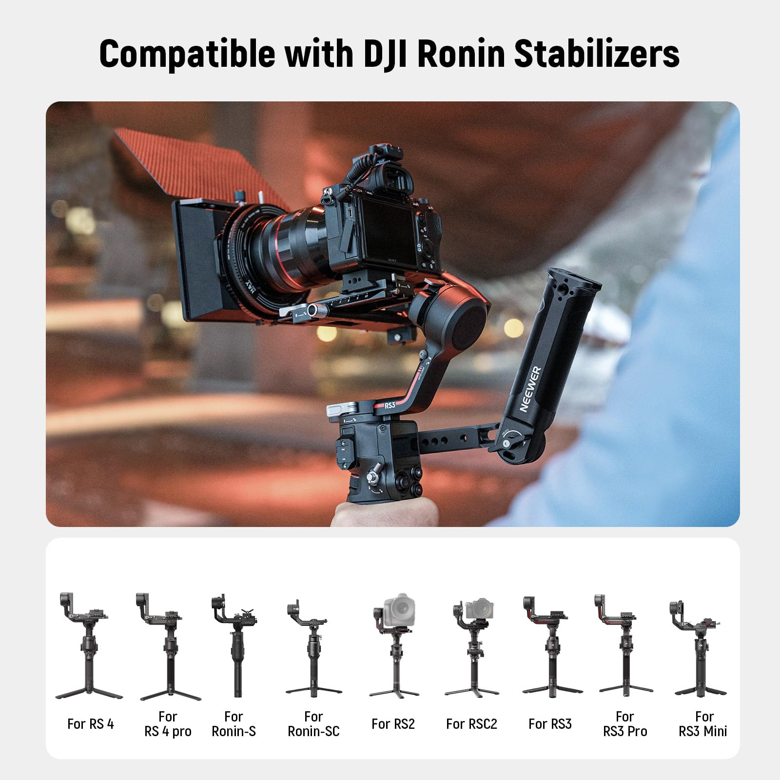 Neewer Rs4 Rs3 Adjustable Gimbal Sling Handle Grip With Nato Rail, Compatible With Dji Rs4 Rs4 Pro Rs3 Rs3 Pro Rs3 Mini Rs2 Rsc2