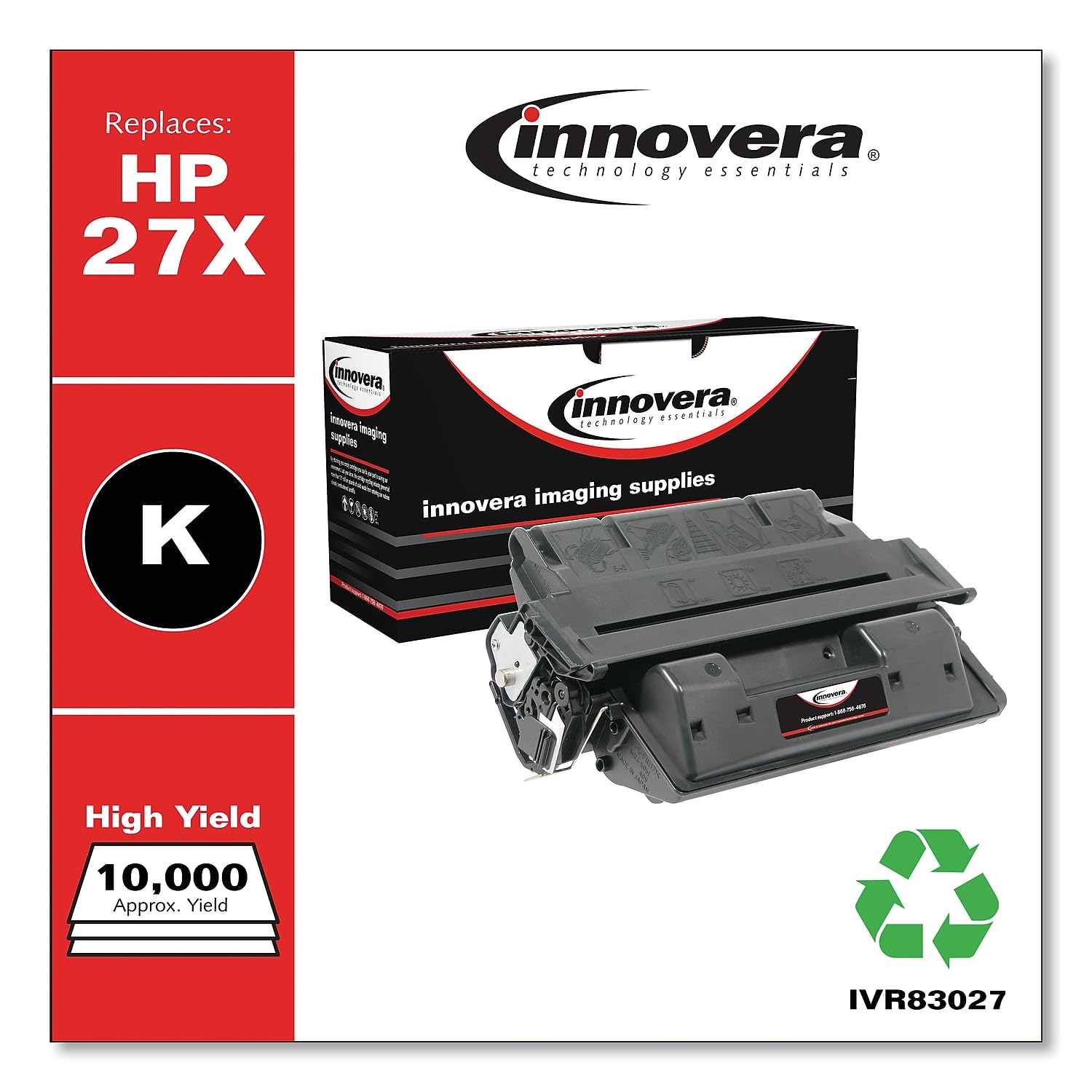 Innovera Remanufactured Black High Yield Toner, Replacement For 27X (C4127X), 10,000 Page Yield