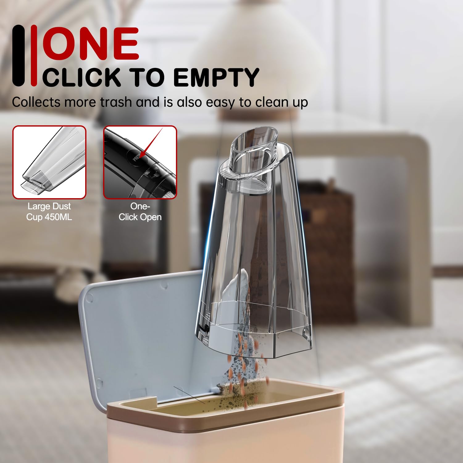 Bsrco Handheld Vacuum Cordless Rechargeable 8000Pa, Car Vacuum Portable Cordless, Hand Vacuum Rechargeable, 3 In 1, Lightweight,