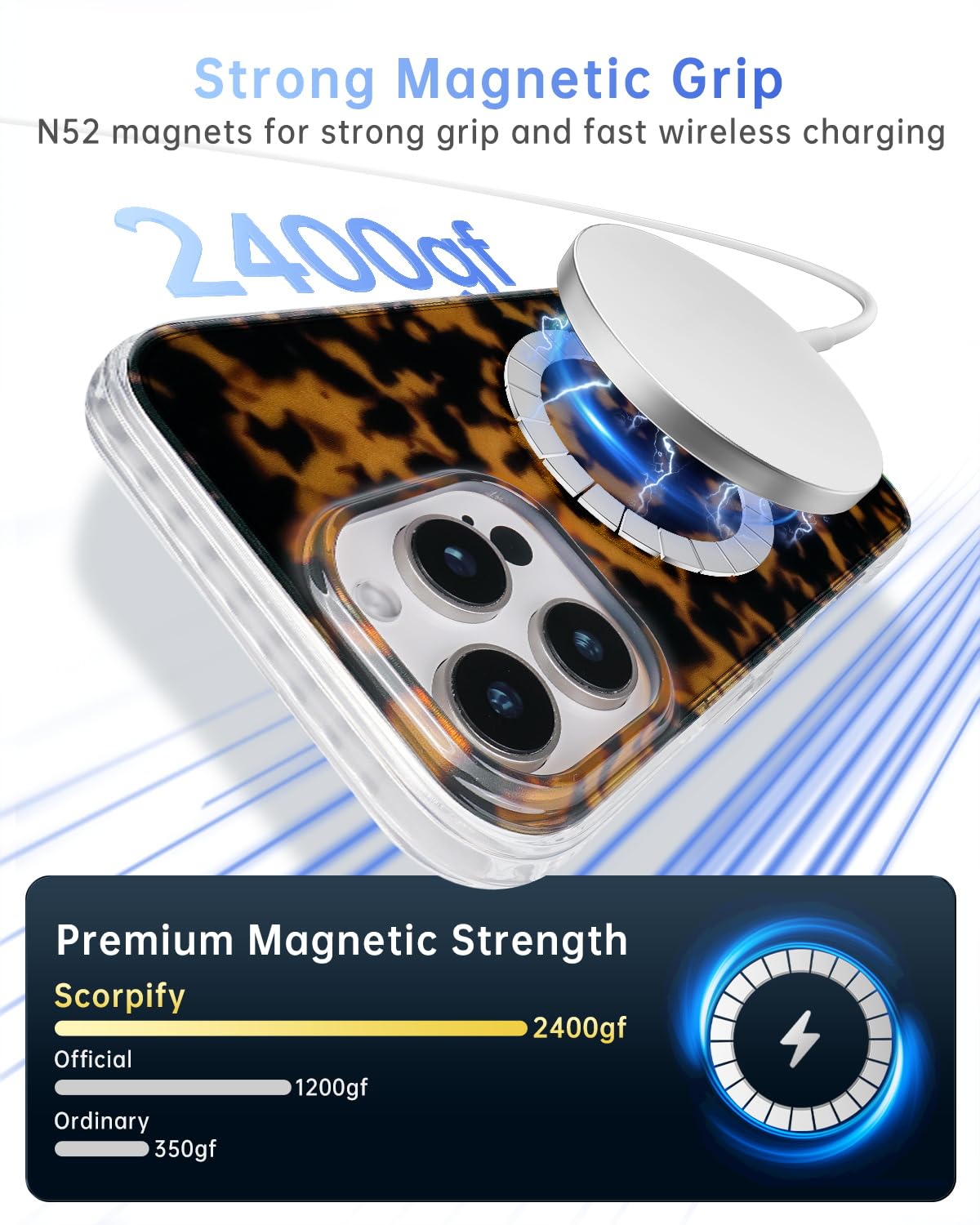 Scorpify For Iphone 16 Pro Case [Compatible With Magsafe] With Brown Tortoise Shell Design, Cute Brown Magnetic Phone Cover For