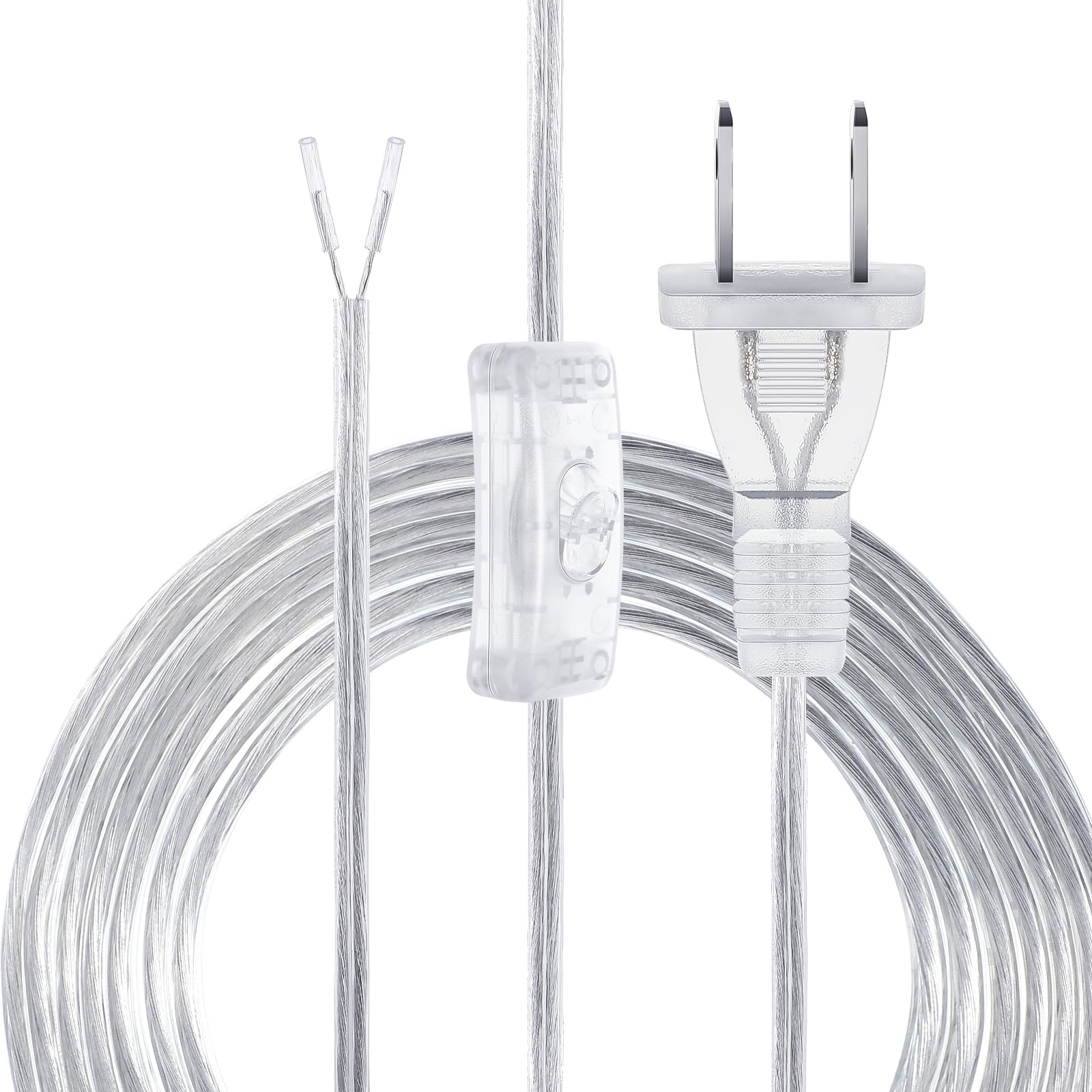 Lamp Cord With Switch Replacement Lamp Cord 18Awg Spt 2 Replacement Power Cord Transparent Silver Lamp Cord With Plug For Table