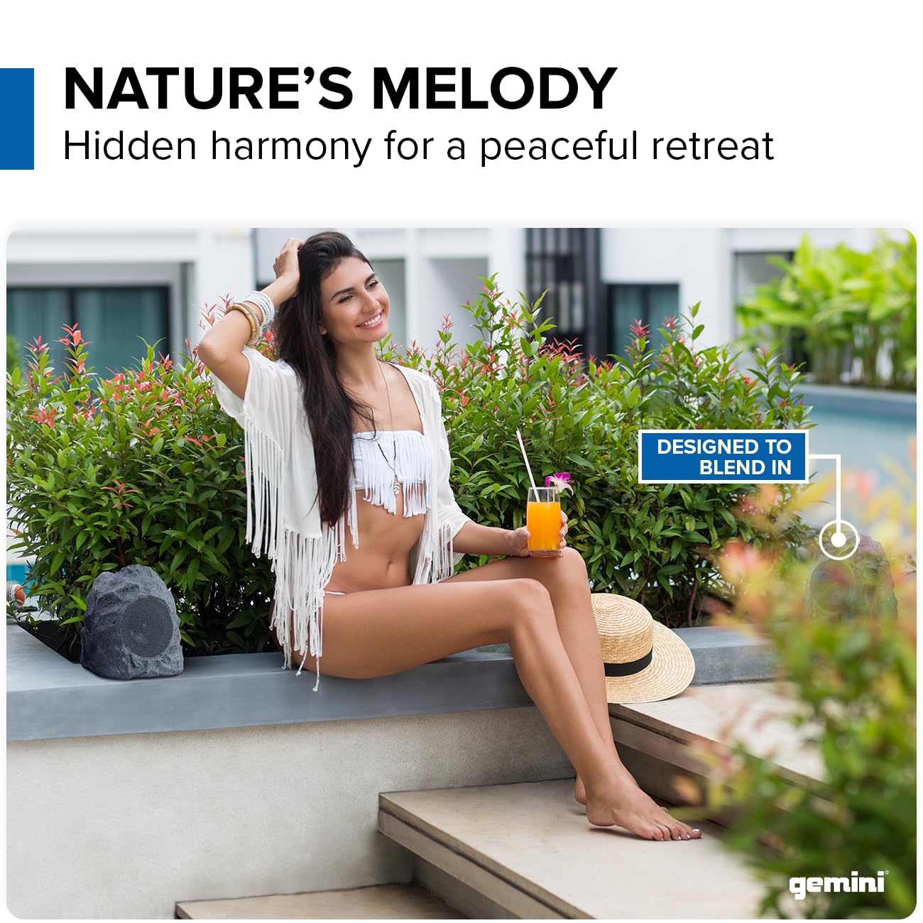 Gemini Sound Ghrk 400 Pr Rechargeable Bluetooth Outdoor Rock Speaker Pair   Wireless, Waterproof Ipx5, Tws Stereo Pairing, 10 Hour Play Time Battery For Patio & Garden Audio