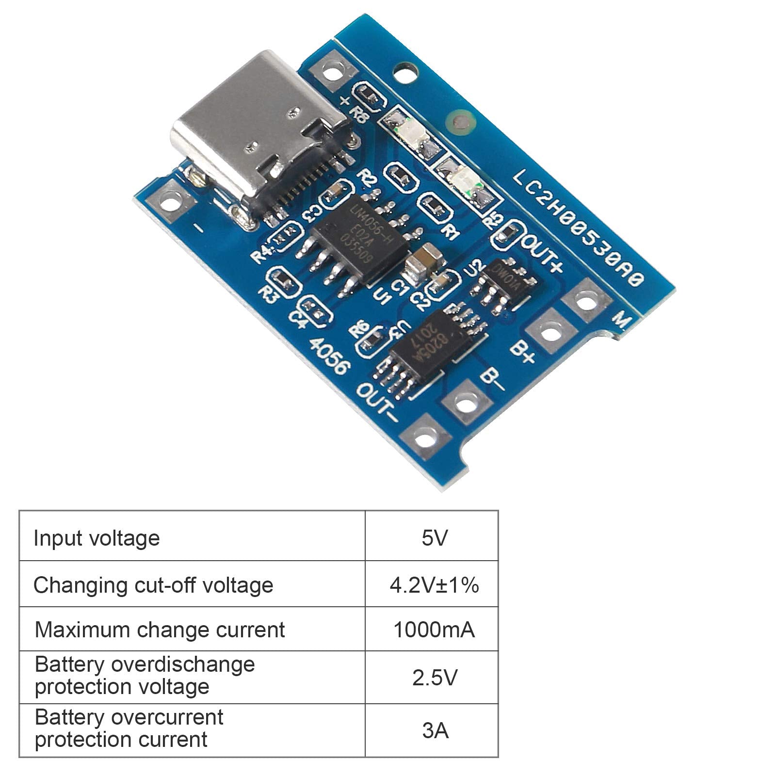 15Pcs 5V 1A Tp4056 Charging Module Type C Usb 18650 Lithium Battery Charger Board With Protection (Type C Usb)