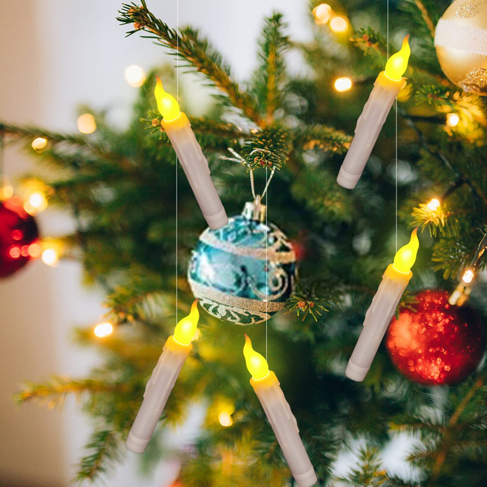 Pchero 6Pcs Led Taper Candles With Remote Control, Battery Operated Flameless Flickering Floating Candlesticks, Dripless Handhel