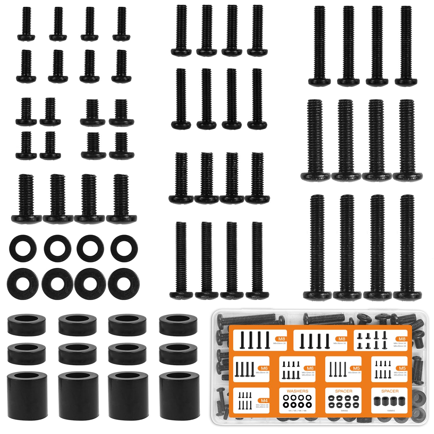 Universal Tv Mounting Hardware Screw Kit Set With Box   M4 M5 M6 M8 Screws And Washers Spacers, Replacement Screws For Tv Vesa M