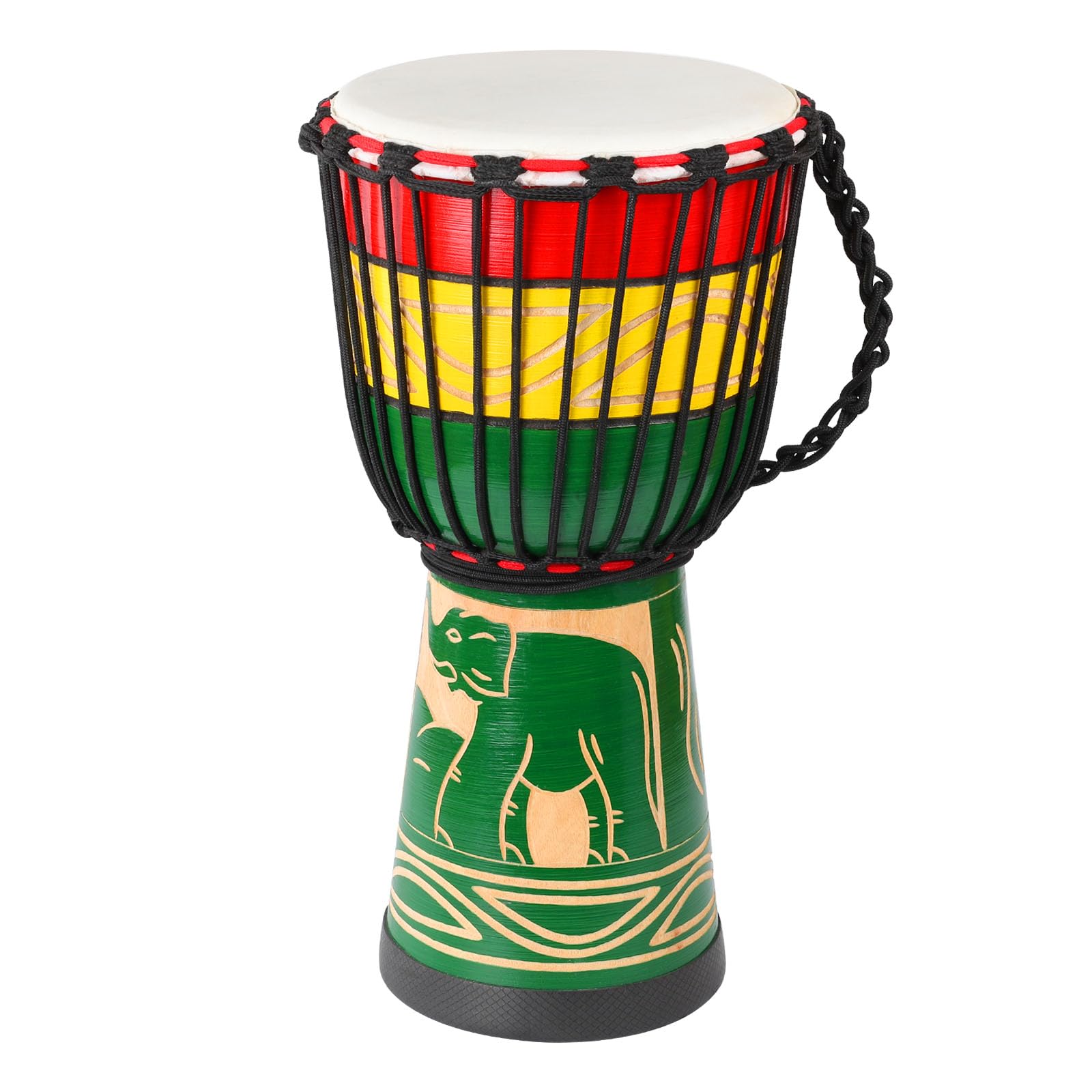 Lieke Djembe Drum African Drum 10'' X 20'' Goatskin Hand Drum Carved Of Mahogany For Adults Student Beginners (Green)