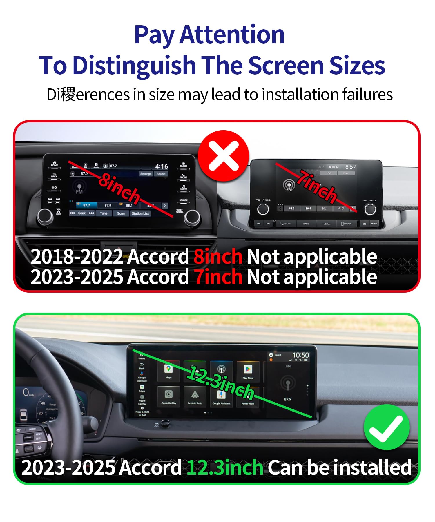 Masergogo Car Phone Holder For 2023-2025 Honda Accord/Hybrid, 360 Rotation, 12.3 Inch Screen Fixed Clip, Auto Accessories Naviga