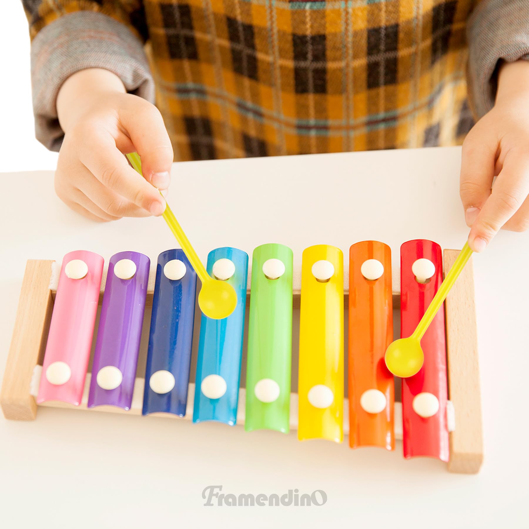 Framendino, 10 Pack Plastic Bell Mallets Solid Drum Percussion Sticks Hammer For Drum Chime Xylophone Yellow