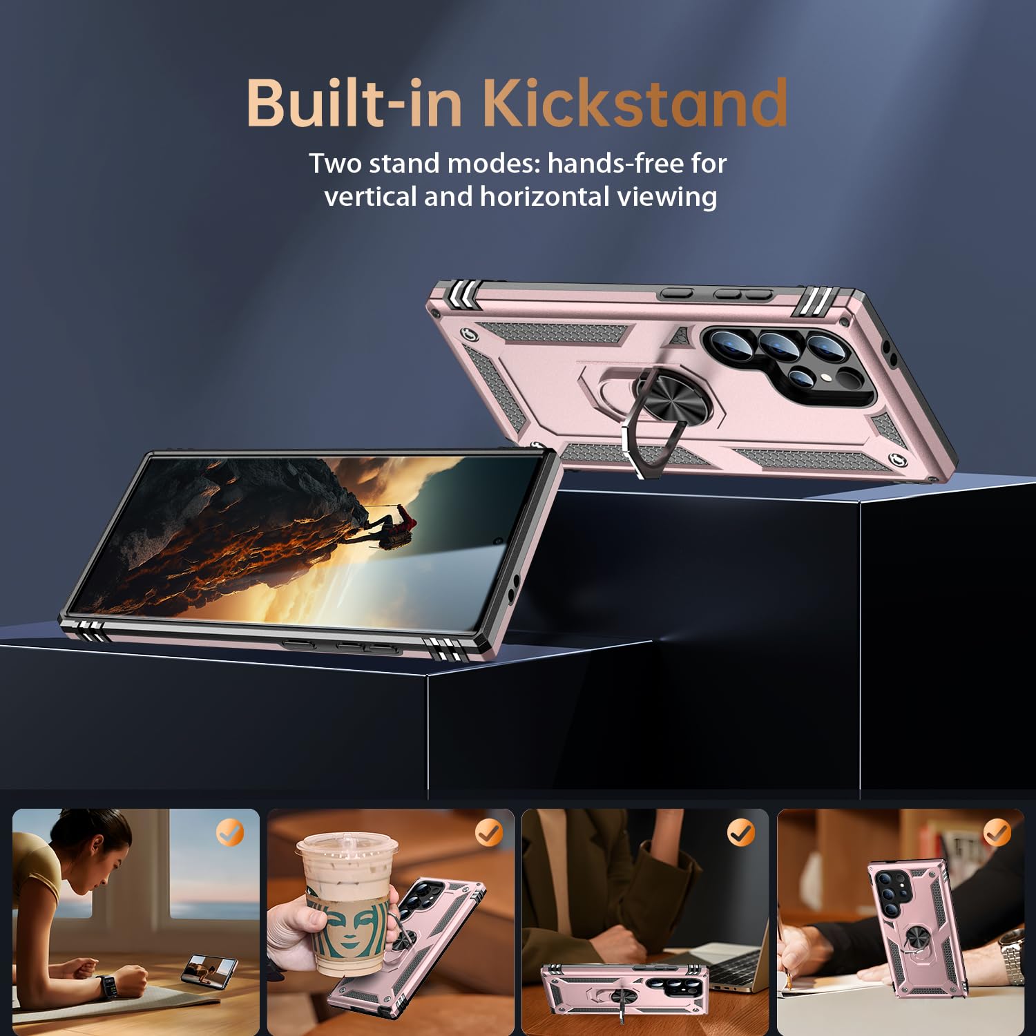 Ikazz For Galaxy S23 Ultra Case,Military Grade Shockproof Heavy Duty Protective Phone Cover Pass 16Ft Drop Test With Magnetic Ki