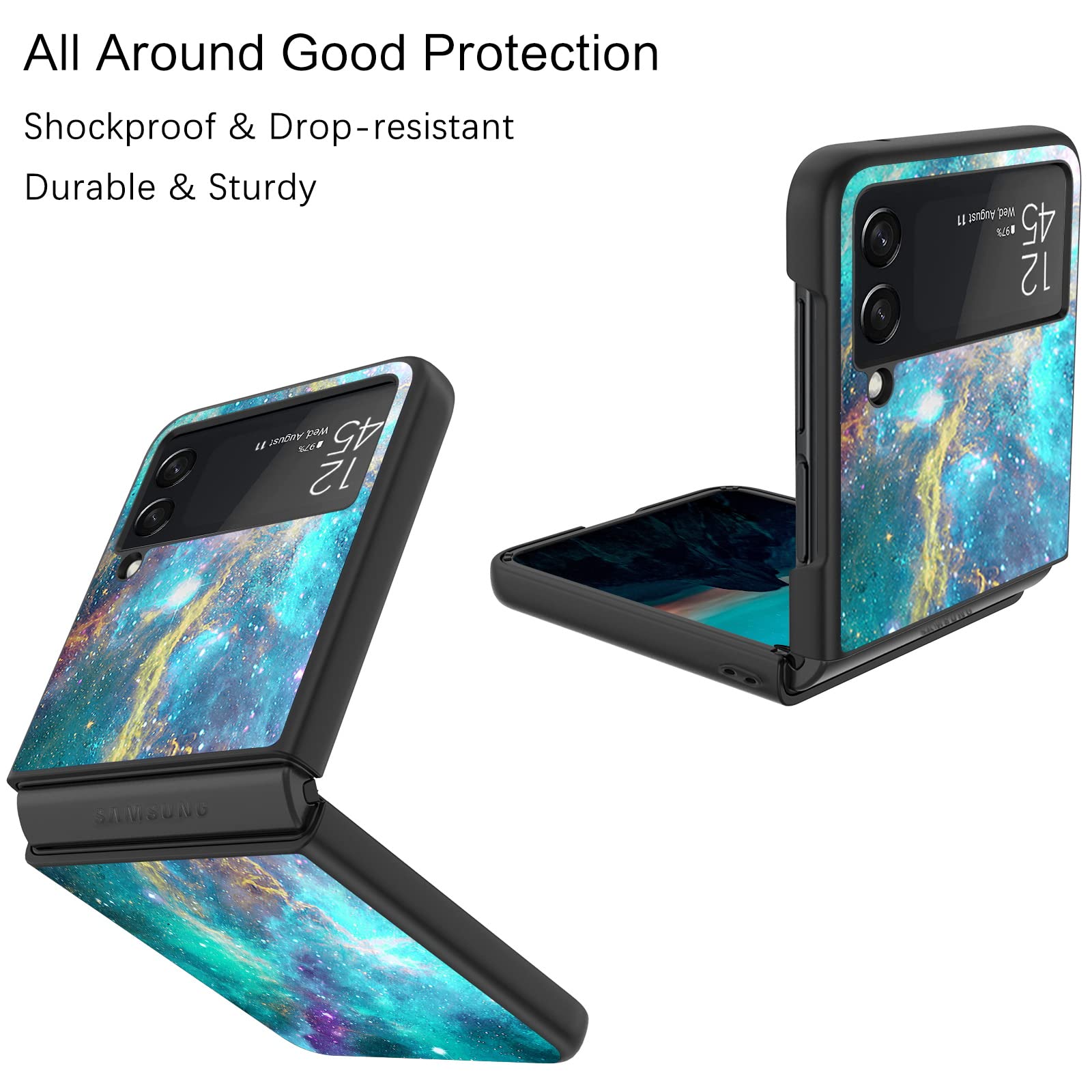 Veningo Galaxy Z Flip 4 Case, Slim Fit Glow In The Dark Shockproof Hybrid Hard Pc Soft Tpu Bumper Anti Scratch Non Slip Protecti