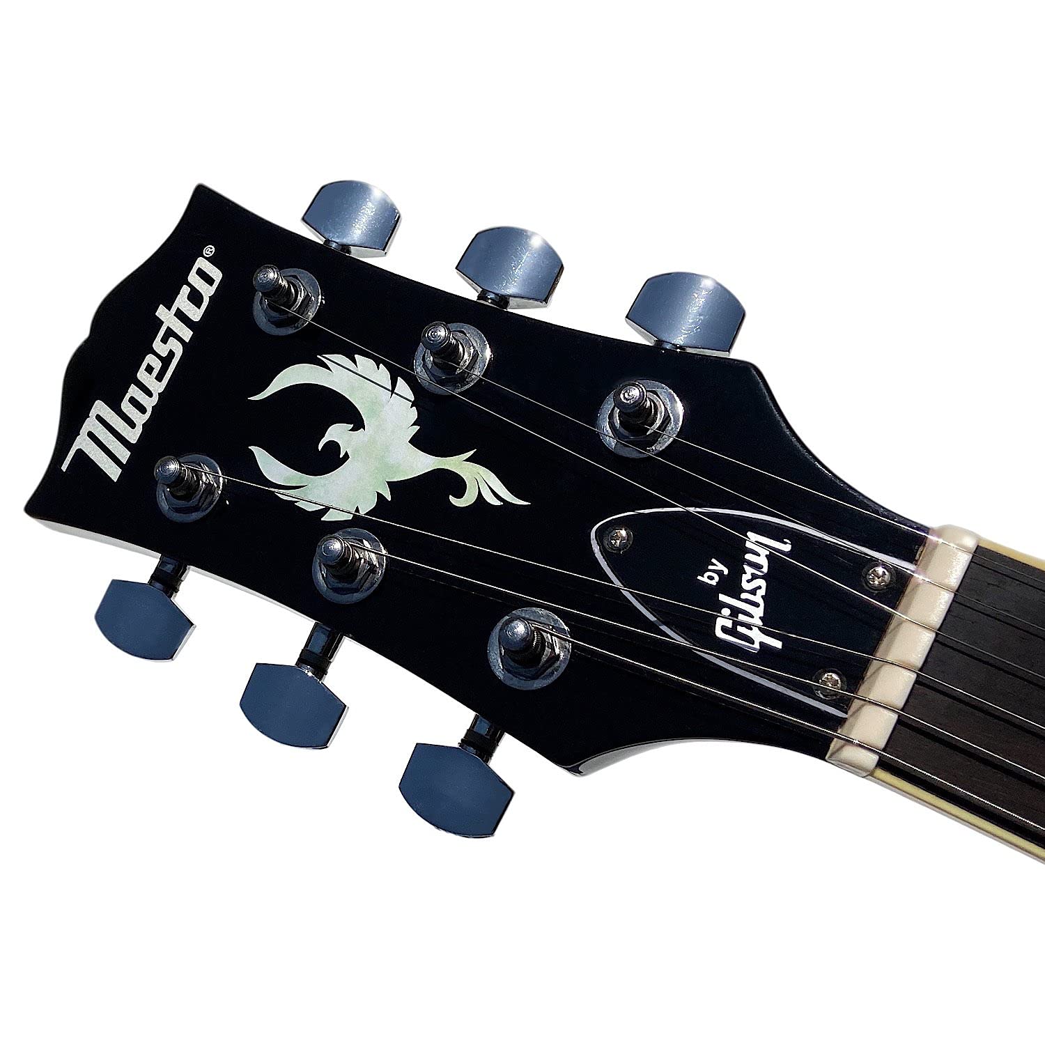 Inlay Sticker For Guitar Headstock   Phoenix Bird   White Pearl