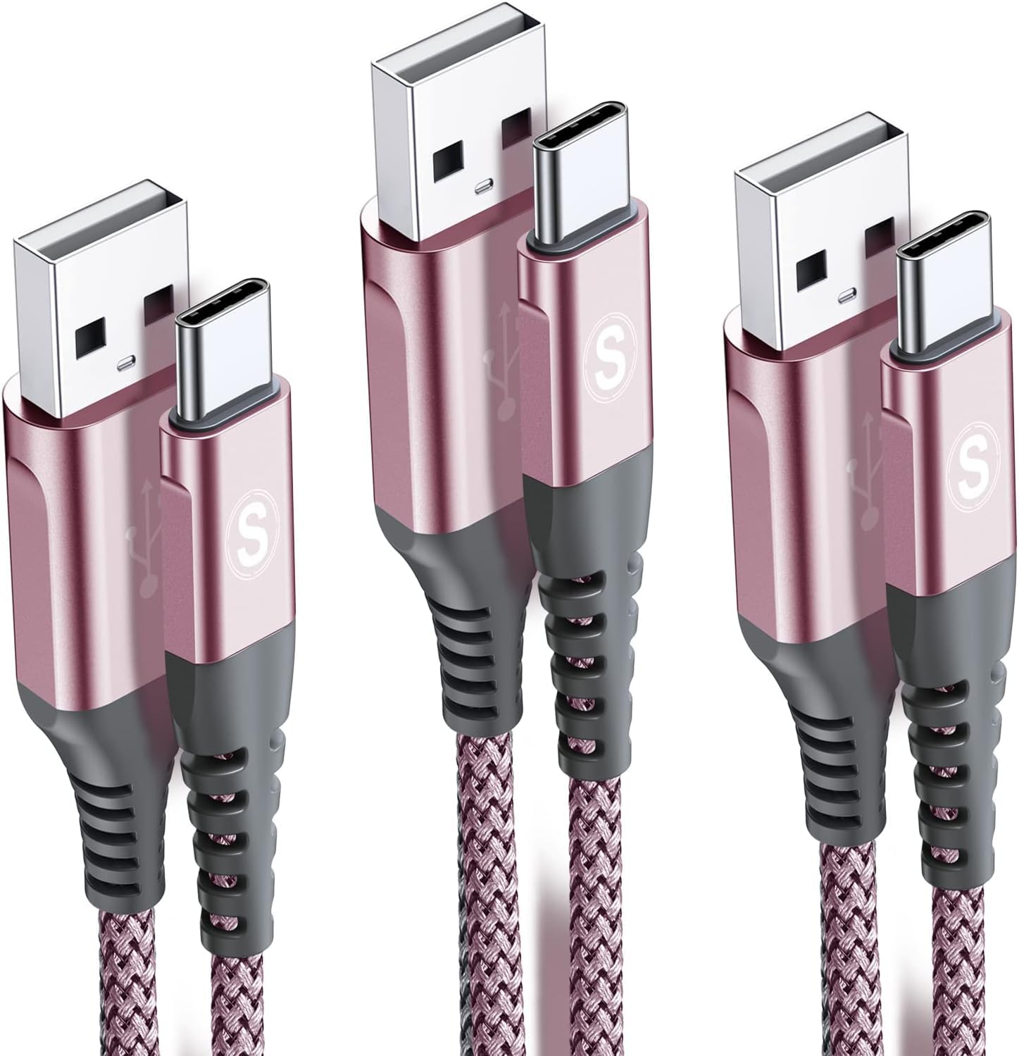 Sweguard Usb C Cable 3.1A Fast Charging [3Pack,10Ft+6.6Ft+3.3Ft], Usb A To Usb C Charger Nylon Braided Cord For Samsung Galaxy S