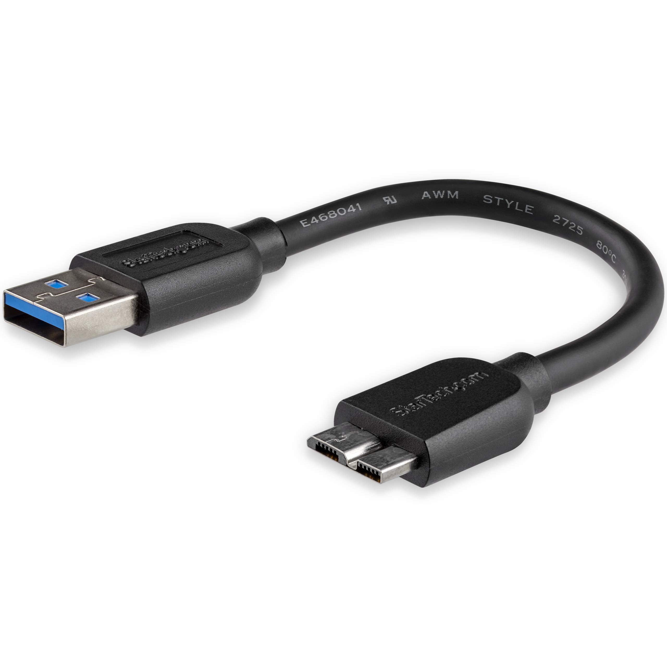 Startech.Com 15Cm 6In Short Slim Usb 3.0 A To Micro B Cable M/M   Mobile Charge Sync Usb 3.0 Micro B Cable For Smartphones And T