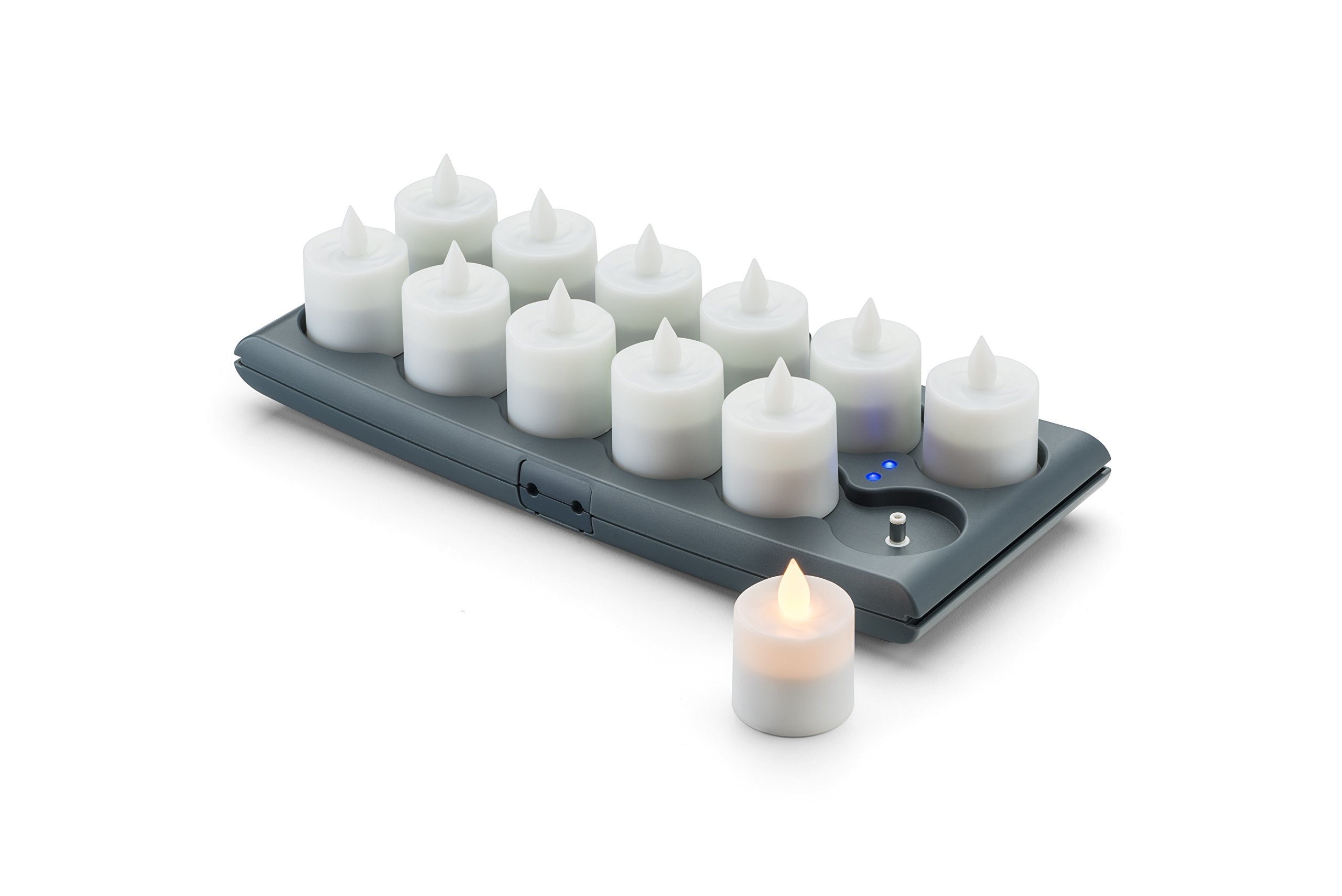 Hollowick Hfrv12 A V12 Value System Flameless Rechargeable Set:  12 Amber Led Candles,  1 Charging Tray,  1 Usb Power Supply
