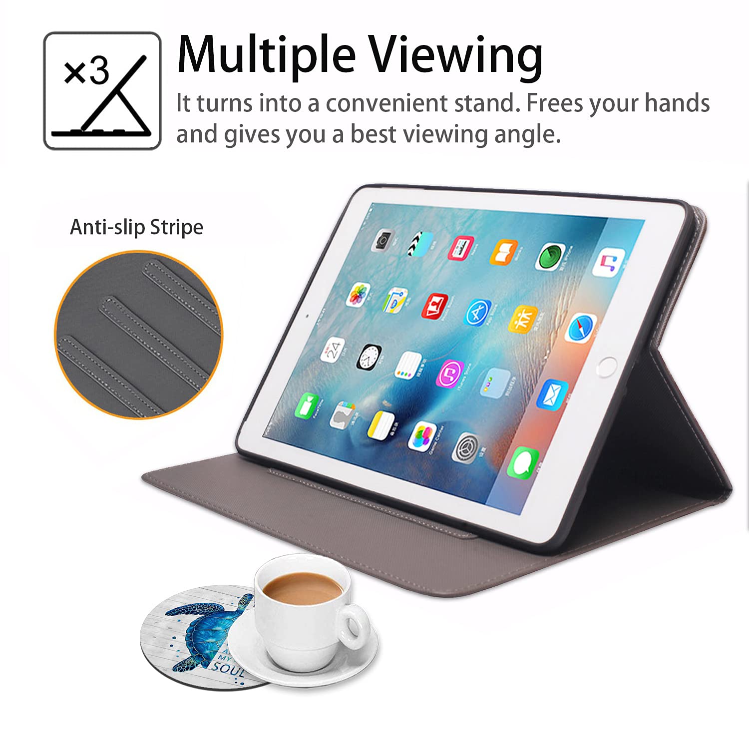 Bosness For Ipad 9.7 2018/2017 Case, Ipad Air/Air 2 Case, Adjustable Stand Auto Wake/Sleep Smart Case For Ipad 6Th/5Th Gen   Fun