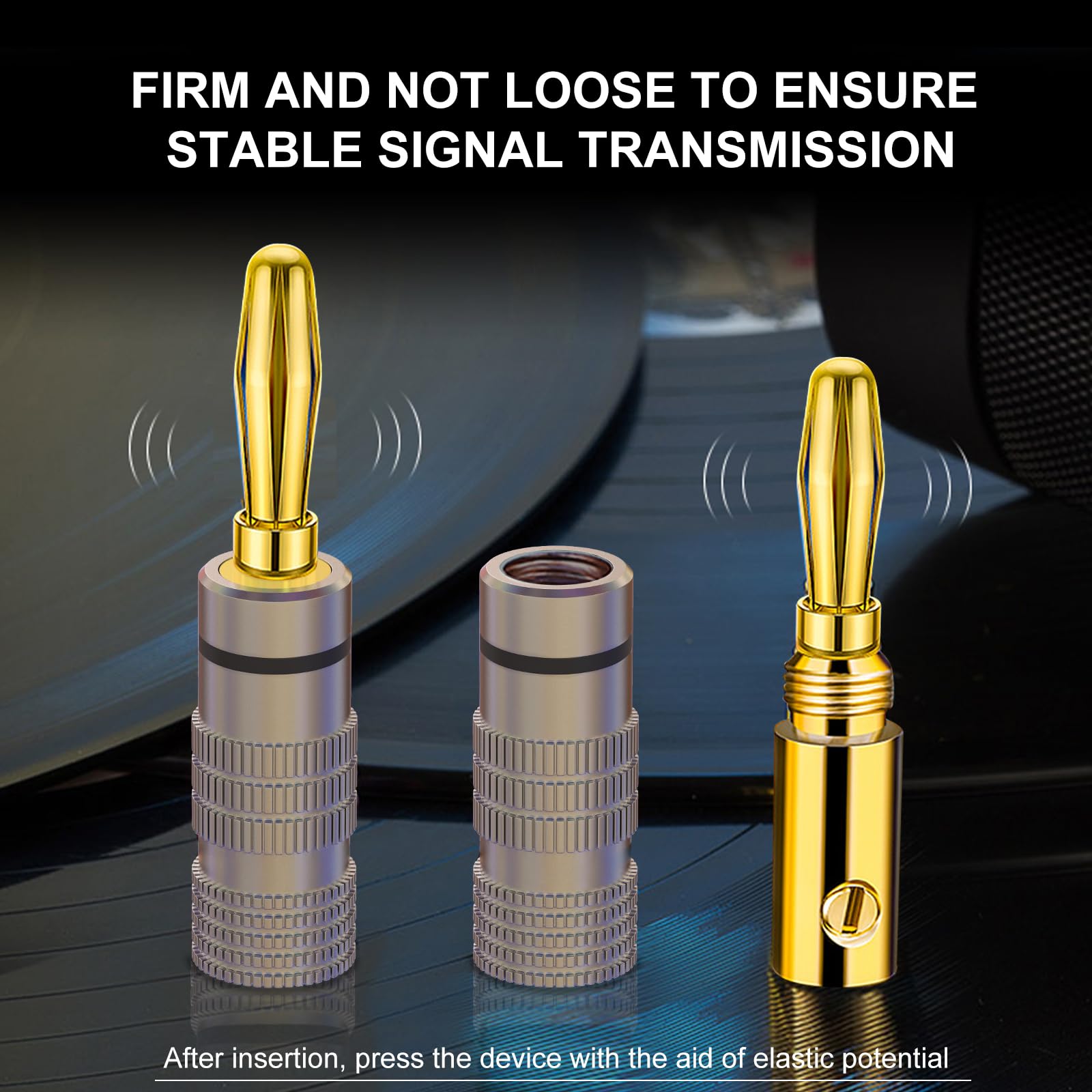 Banana Plugs 2 Pairs / 4 Pcs   Gold Plated Speaker Plugs For Mini Hifi Stereo Audio Receiver Amplifier For Home Bookshelf/Comput