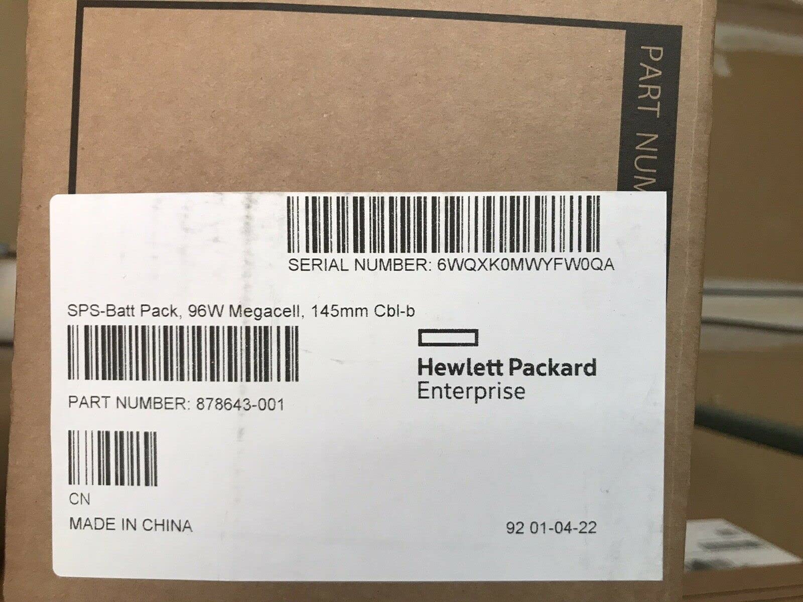 Hpe 96W Enhanced Megacell Battery Flash Back Write Cache (Fbwc)   878643 001