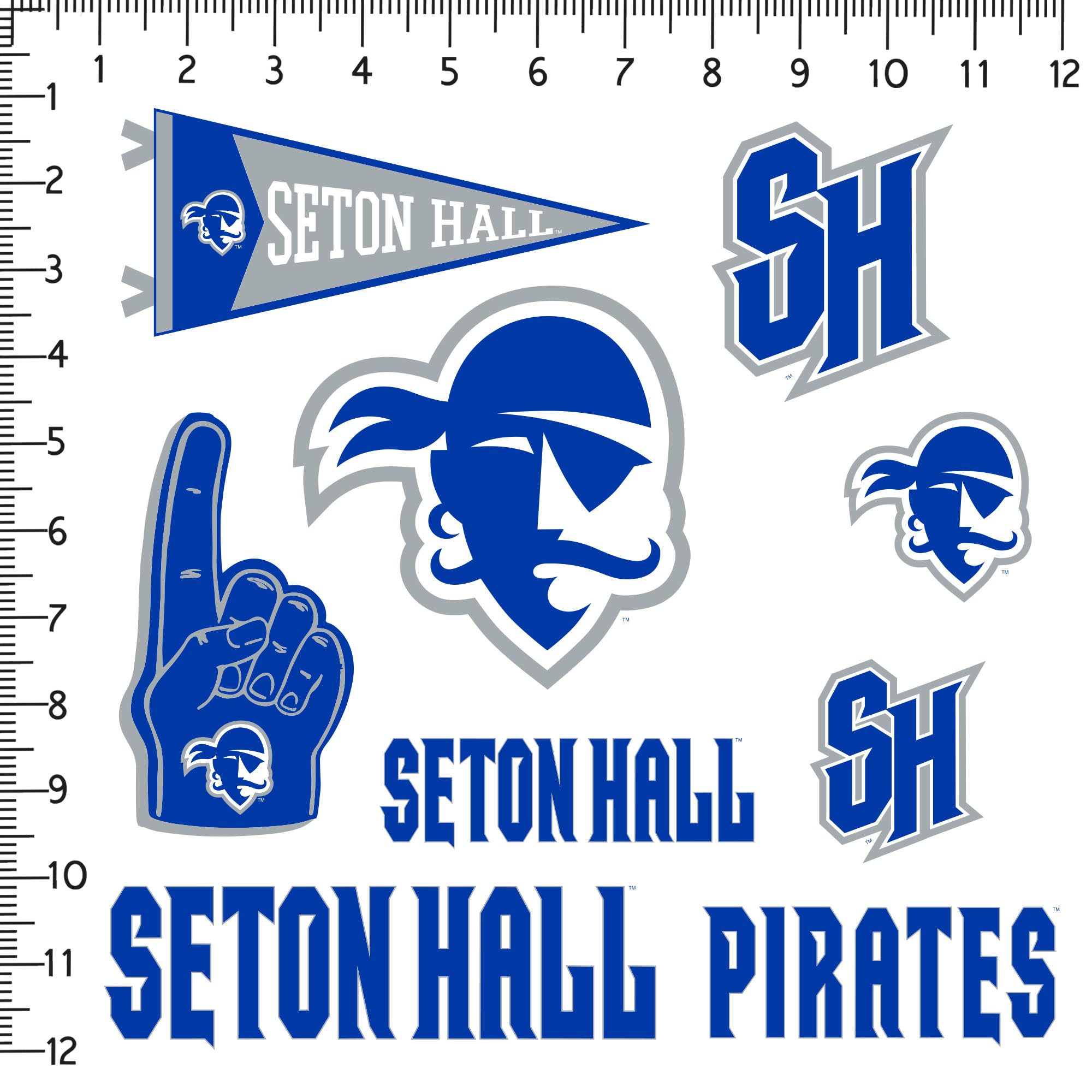 Seton Hall University 9Ct Vinyl Large Deluxe Stickers Variety Pack   Laptop, Water Bottle, Scrapbooking, Tablet, Skateboard, Ind