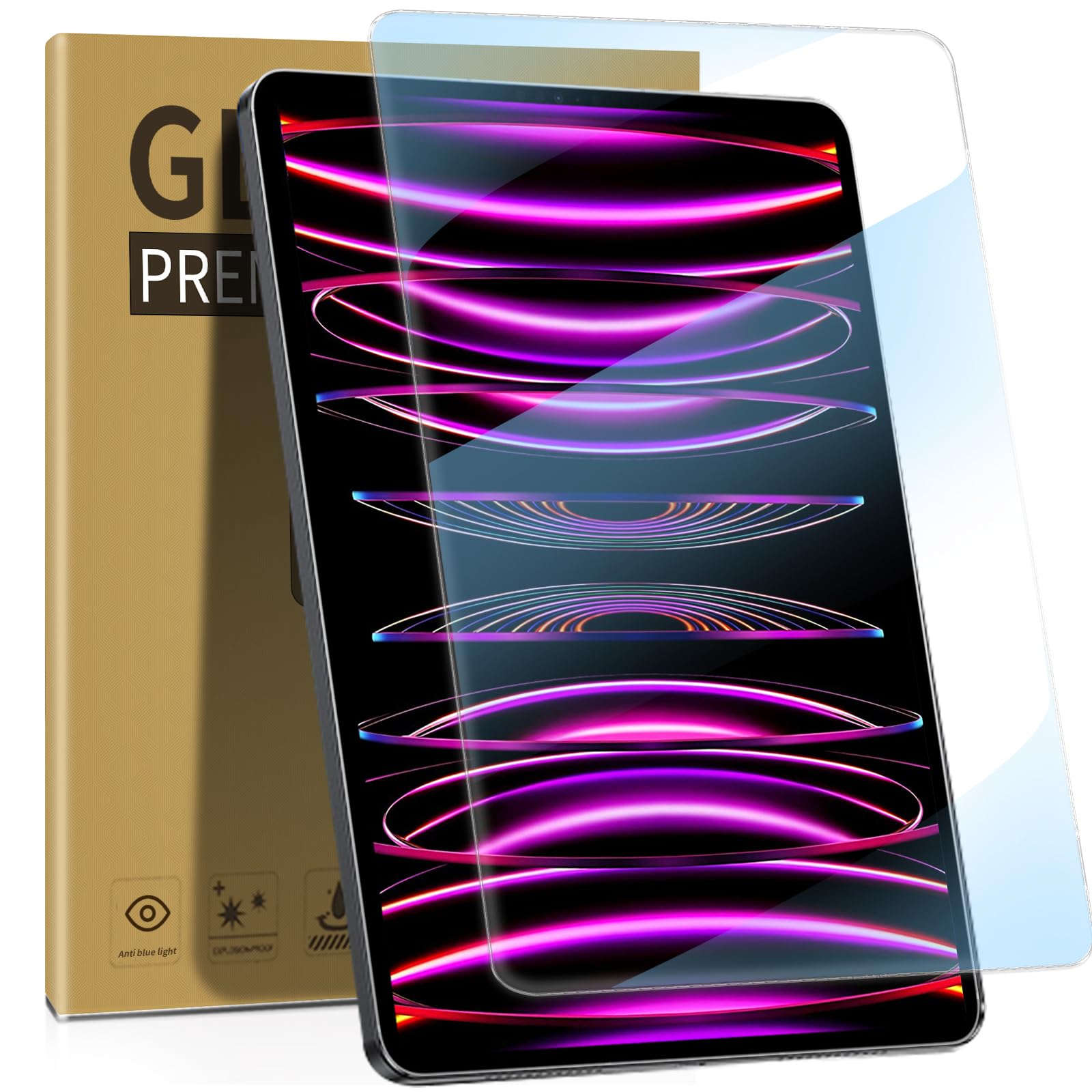 Zenrich [2Pack] Tempered Glass Screen Protector For Ipad Pro 12.9 Inch (6Th/5Th/4Th/3Rd Generation) With [Anti Blue Light] [Anti