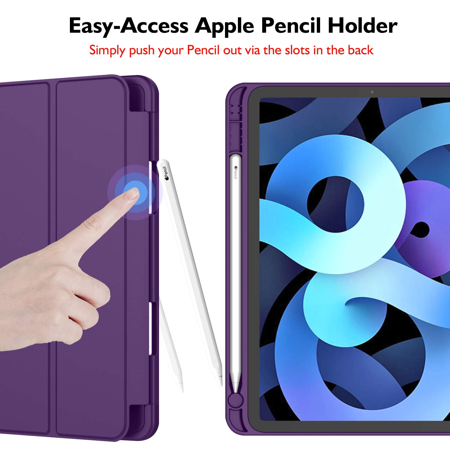 Imieet Ipad Air 11 Inch Case M3(2025) / M2 (2024), Ipad Air 5Th/4Th Generation Case 2022/2020 10.9 Inch With Pencil Holder,Trifold Stand Smart Case With Soft Tpu Back(Dark Purple)