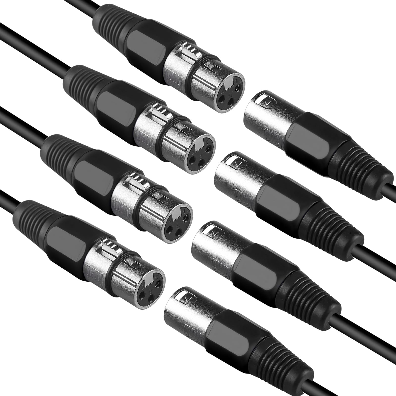 Mad Owl 4 Packs 3 Pin Xlr Connector Cannon Xlr Dmx Cable Connectors Xlr Female Male Adapter, Xlr Panel Mount Connector Xlr Micro