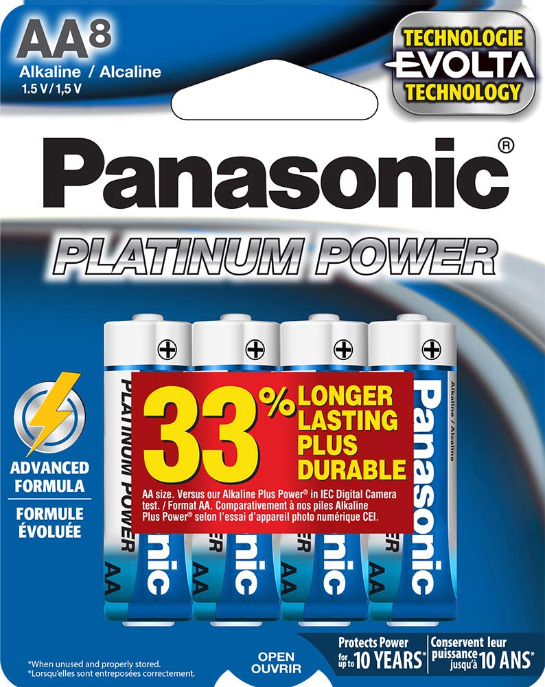 Panasonic Energy Corporation LR6XE/8B Platinum Power AA Alkaline Batteries, Pack of 8
