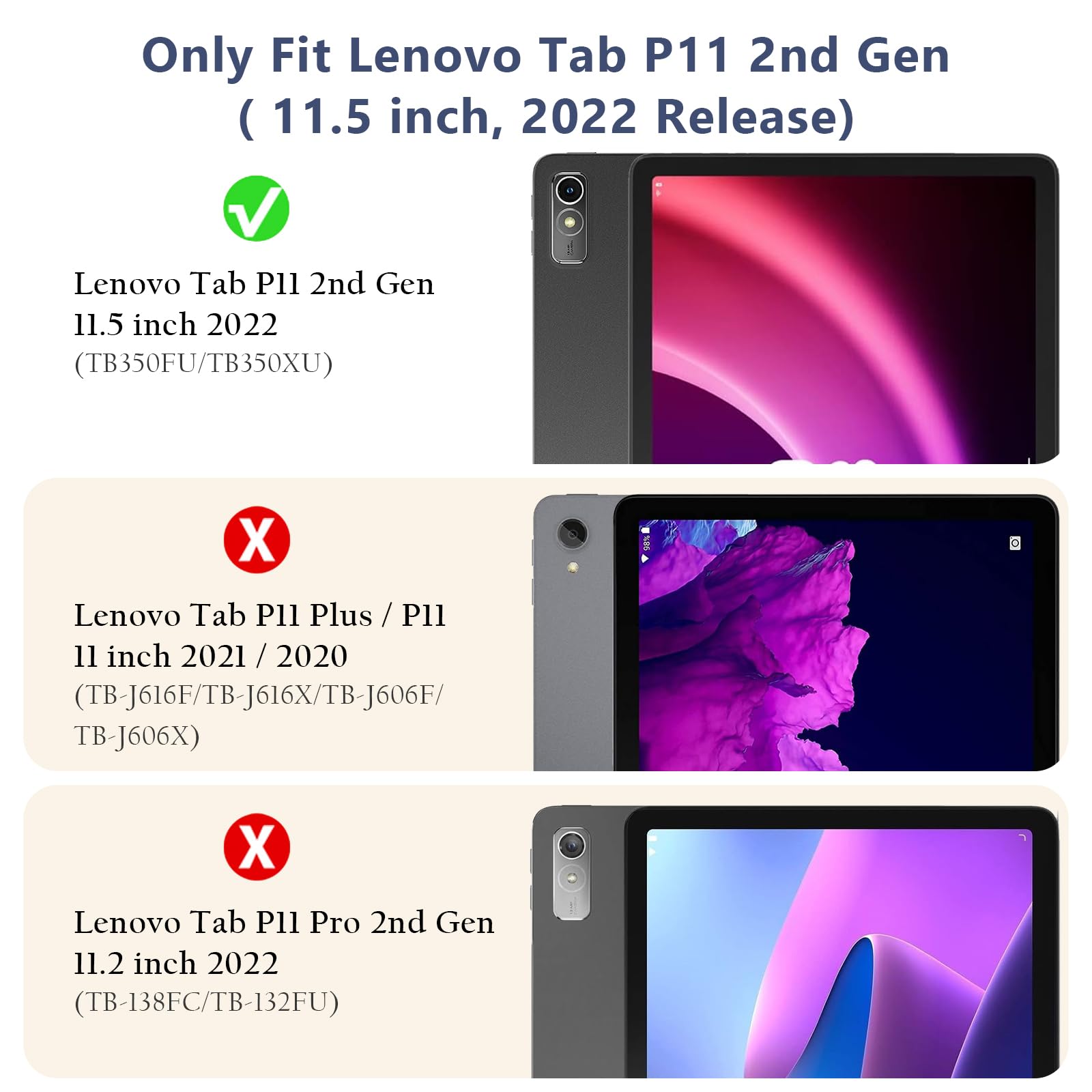 Junfire Protective Case For Lenovo Tab P11 2Nd Gen Case 2023, Shockproof Rugged Lenovo Tab P11 Gen2 Case 11.5 Inch Tb350Fu/Tb350