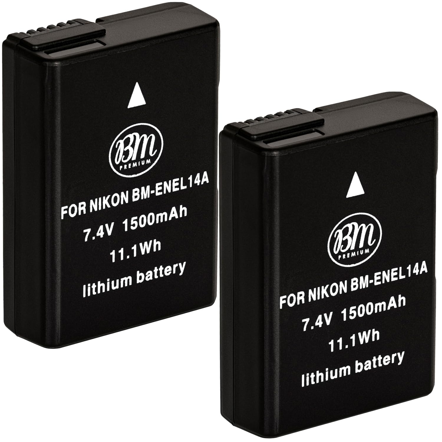 Bm Premium 2 Pack Of En El14A Batteries For Nikon D3100, D3200, D3300, D3400, D3500, D5100, D5200, D5300, D5500, D5600, Df, Cool