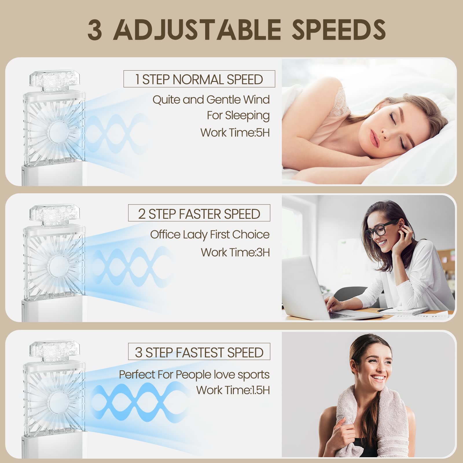 Lightdesire Handheld Fan With Crystal Stones, Mini Personal Fan Quiet Retractable, Cooling Portable Fan Rechargeable 3 Speeds Mo