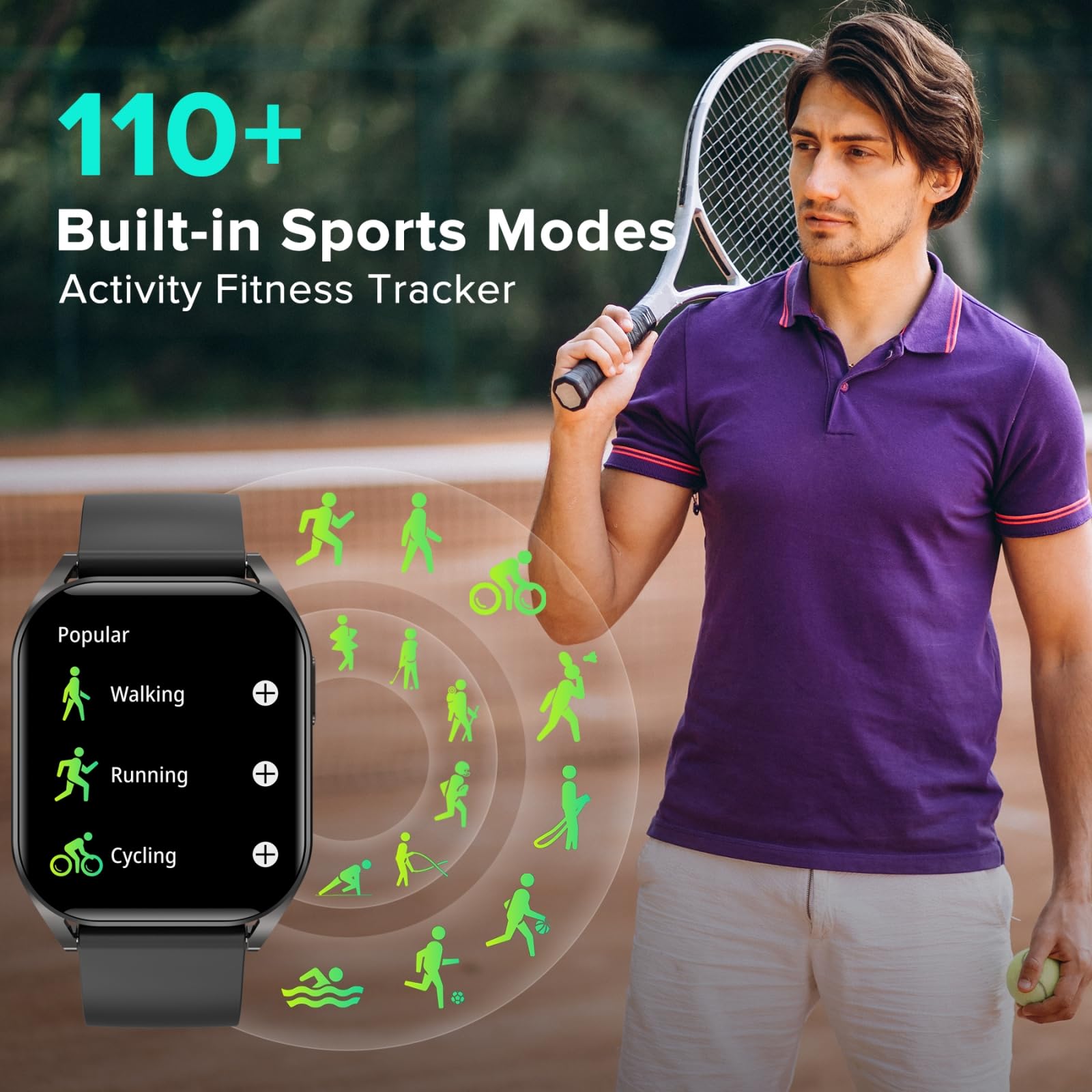 Bribejat Smart Watch (Dial/Answer Call) 38Mm 110+ Sports Modes Fitness Tracker With Pedometer Spo2/Heart Rate/Sleep Monitor Comp