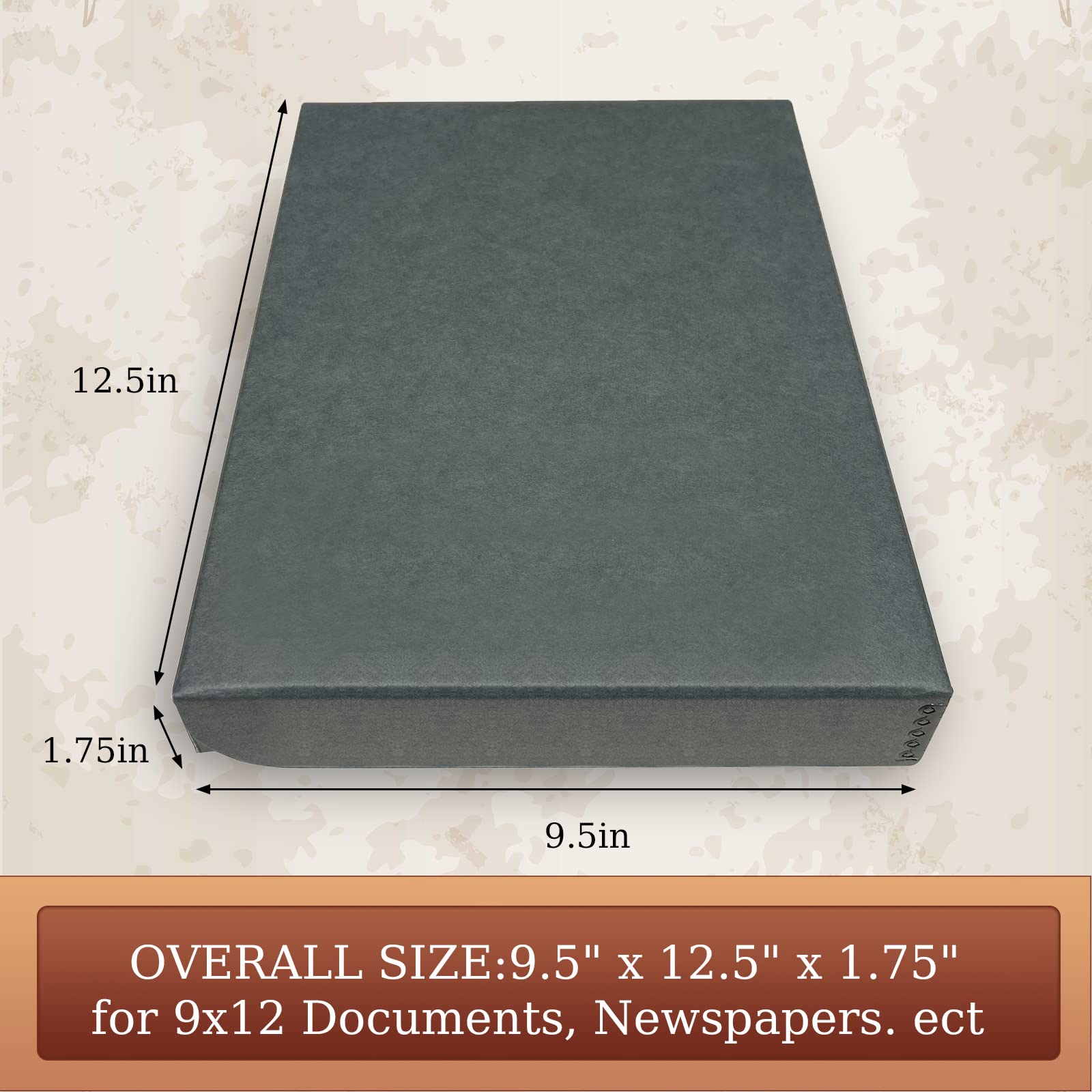 Golden State Art, Archival Folio Storage Box 9X12, Clamshell Design With Metal Edge, Preserve And Store Photos Documents Cards Prints Arts And Crafts Diy, Gray