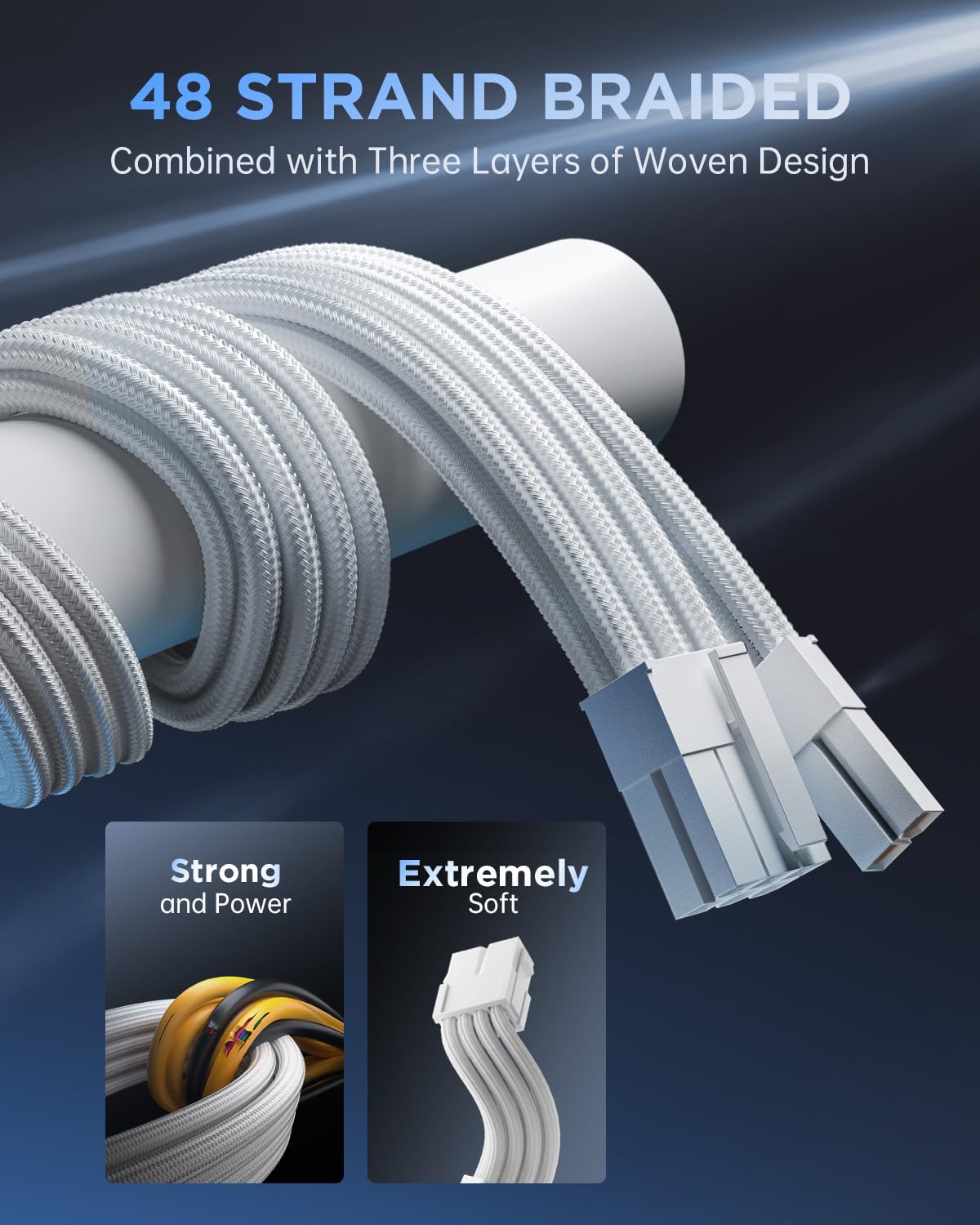 Asiahorse 16Awg Psu Cable Extension Power Cords, Customized Power Supply Mod Sleeve Extension Cable, Atx/Eps/8 Pin Pci E/6 Pin Pci E For Psu Cable (Pure White)