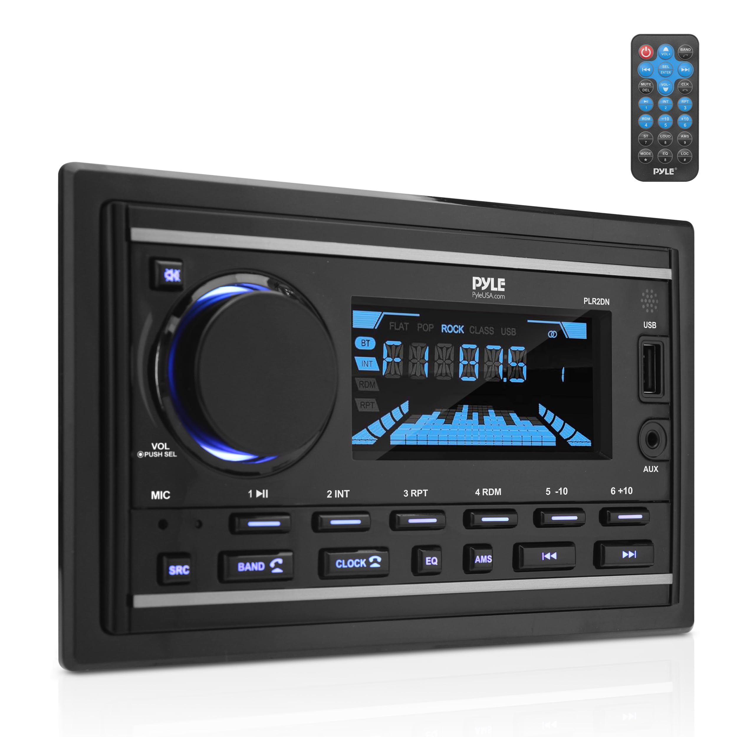 Pyle Boat Bluetooth Marine Stereo Receiver   Marine Head Unit Double Din Stereo Receiver Power Amplifier   Hands Free Calling, L