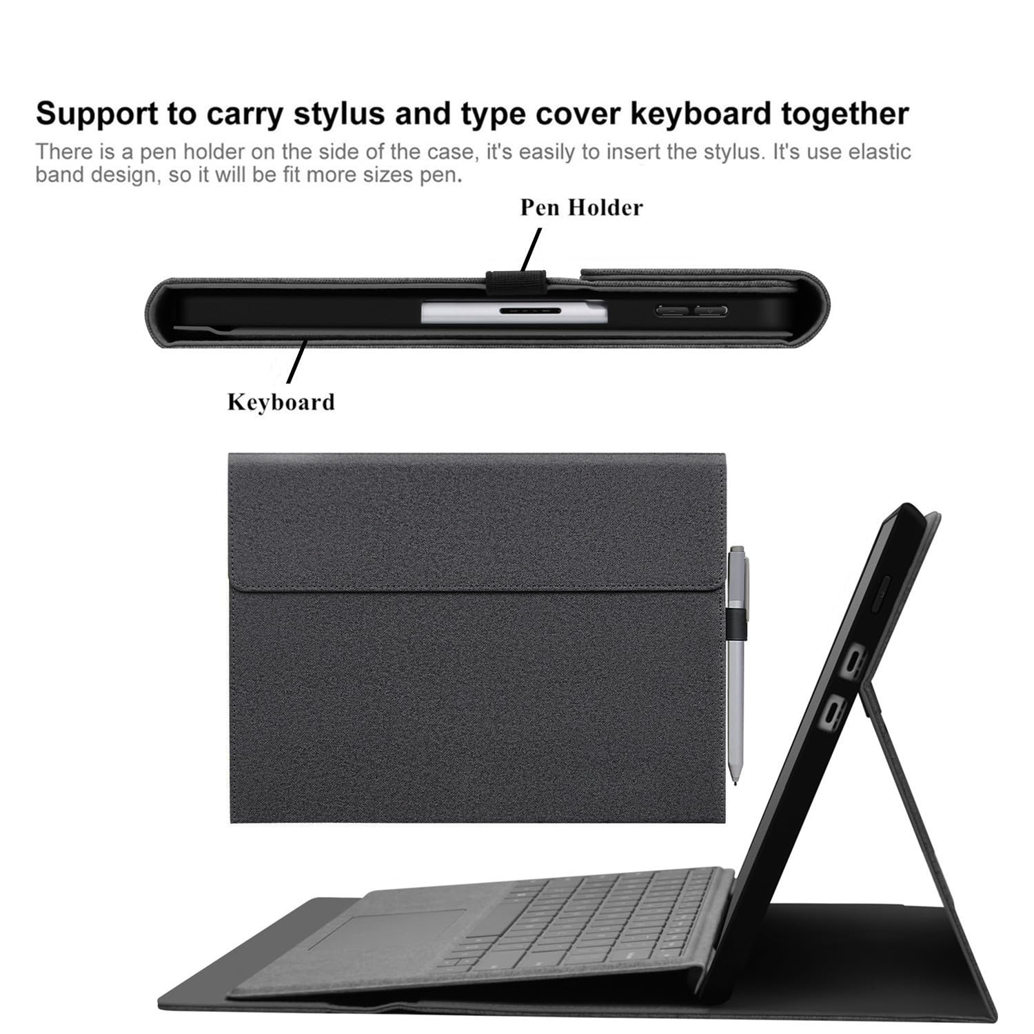 Megoo Surface Pro X Case Cover For Microsoft Surface Pro X 13'' With Stylus Pen Holder Multiple Angle Adjustment Folio Stand Pro