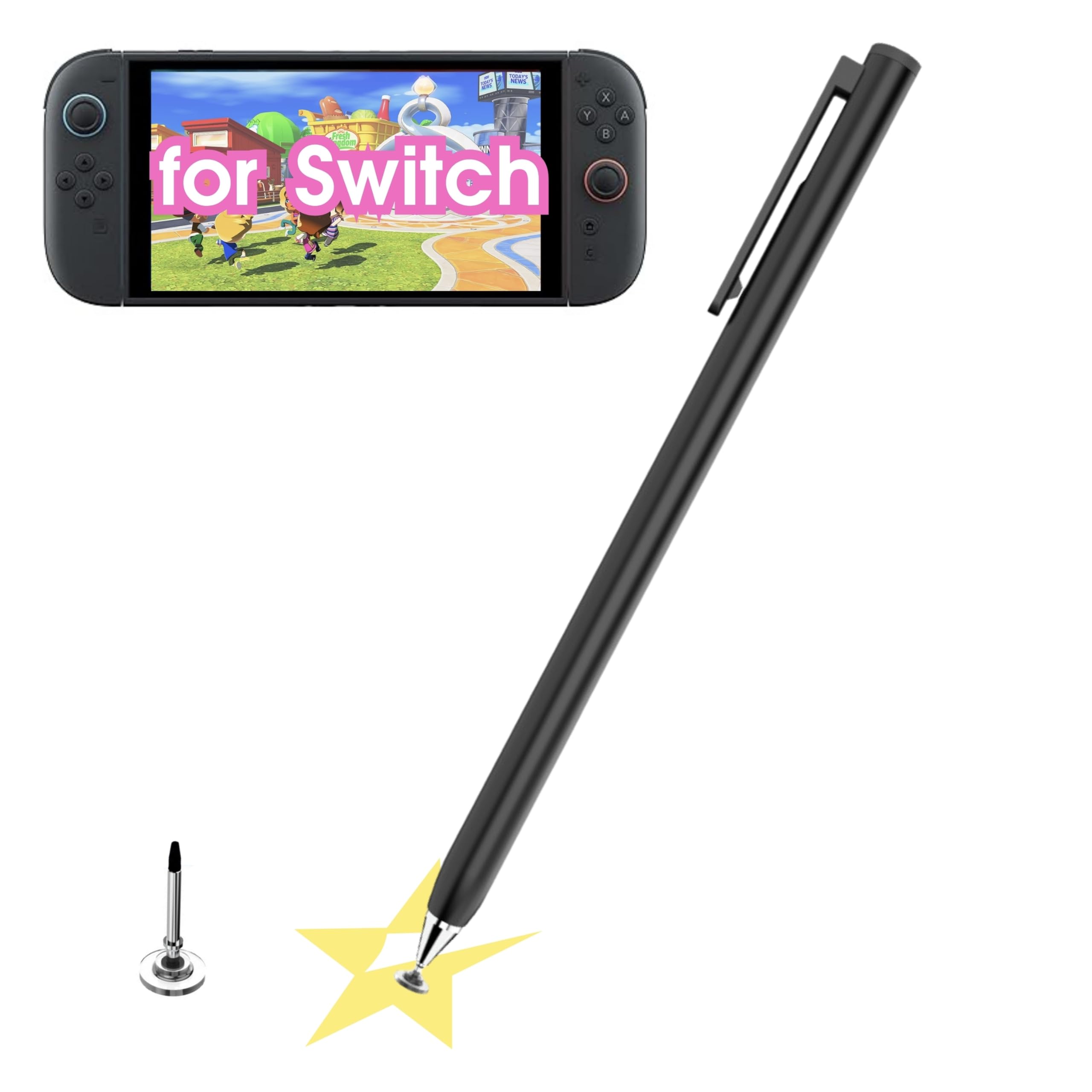 Retractable Tip Pen for Nintendo Switch 2/Switch OLED/Switch - 5mm Fine Disc Tip, Flexible, Magnetic Capacitive Stylus Pencil fo