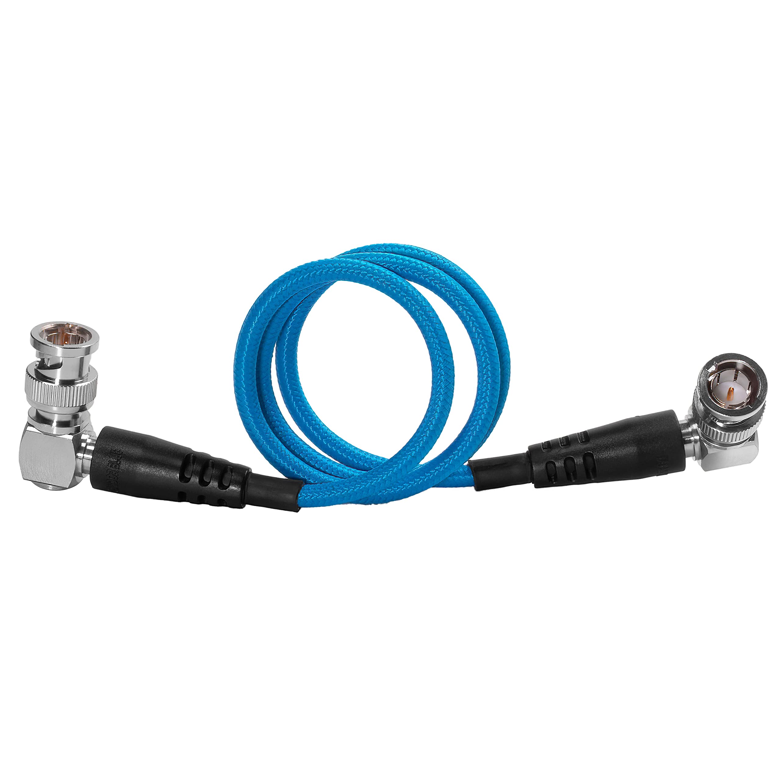 Kondor Blue 22'' 12G Sdi Shielded Right Angle Slim Flexible Video Cable For 4K 60P Cameras, Monitors, And Transmitters | Compati