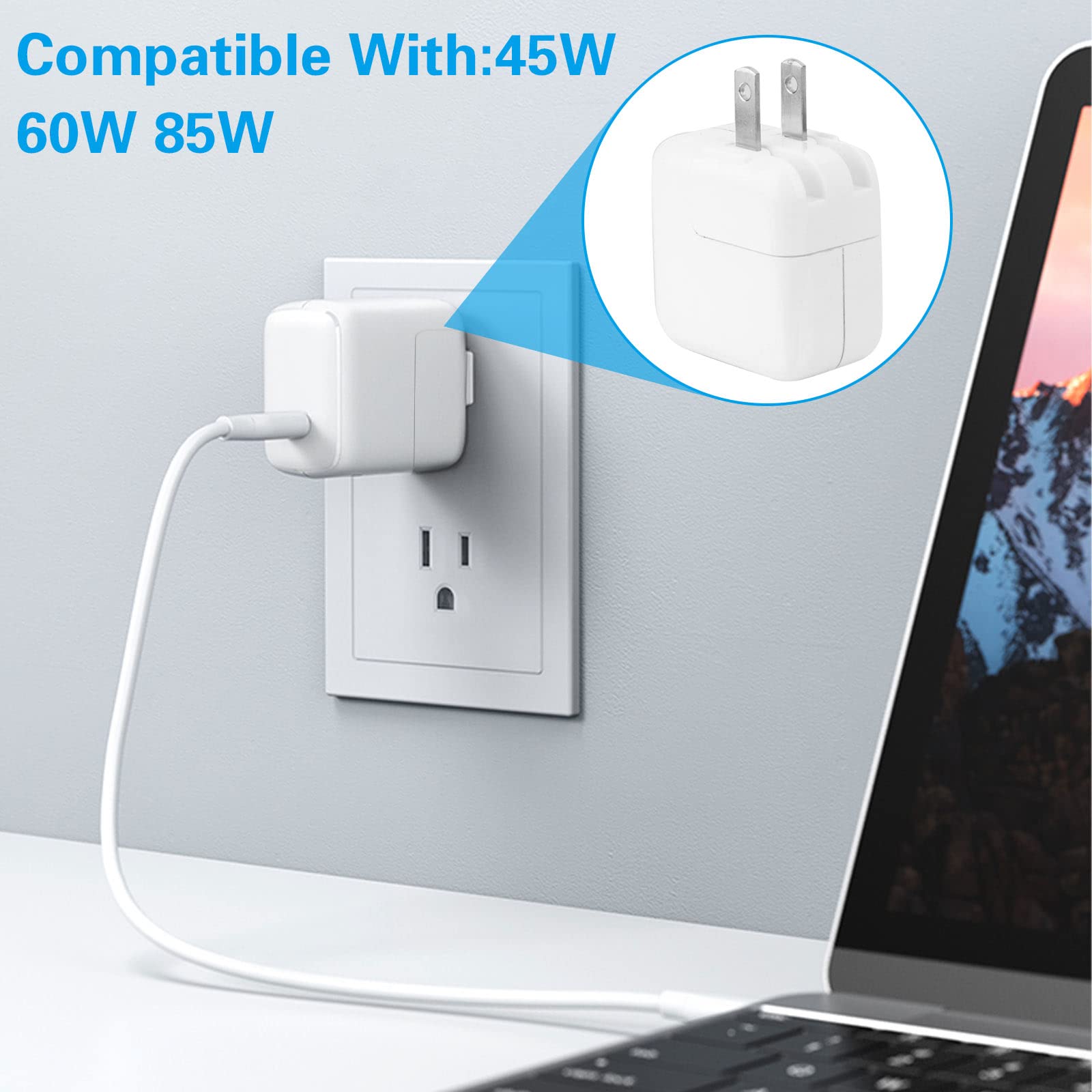 Mandalahuang Mac Ac Wall Adapter Plug Duckhead Us Wall Charger Ac Cord Us Standard Duck Head For Macbook Mac Ibook/Iphone/Ipod A