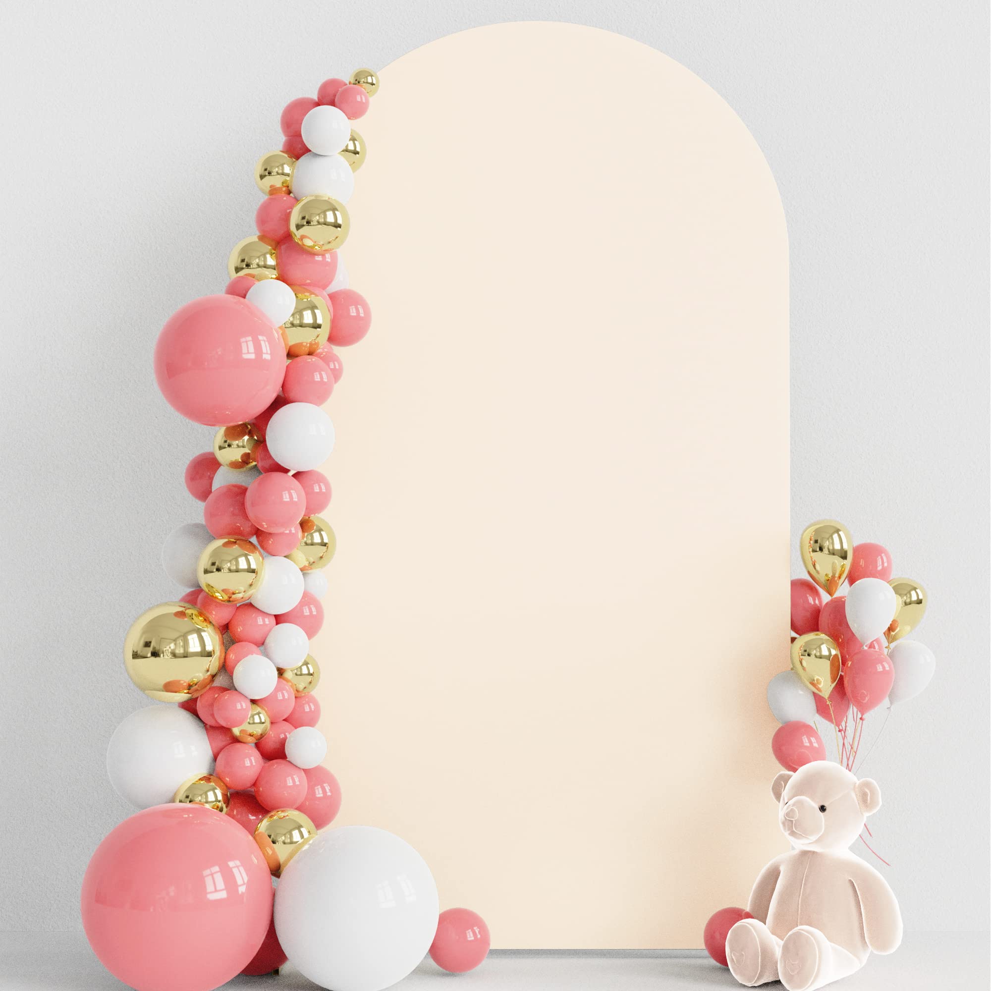 Wokceer 7.2Ft Wedding Arch Cover Spandex Fitted Wedding Arch Stand Covers Round Top Chiara Arch Backdrop Cover For Birthday Part