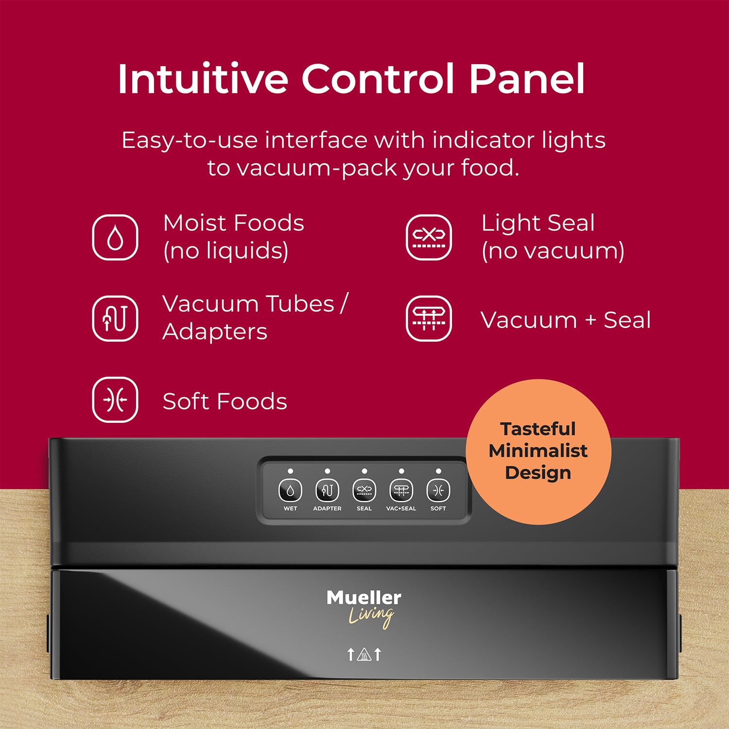 Muellerliving Vacuum Sealer Machine, Compact Vacuum Sealer Kit With Bags/Roll, Led Light Indicators, Preserve, Marinate, Sous Vi