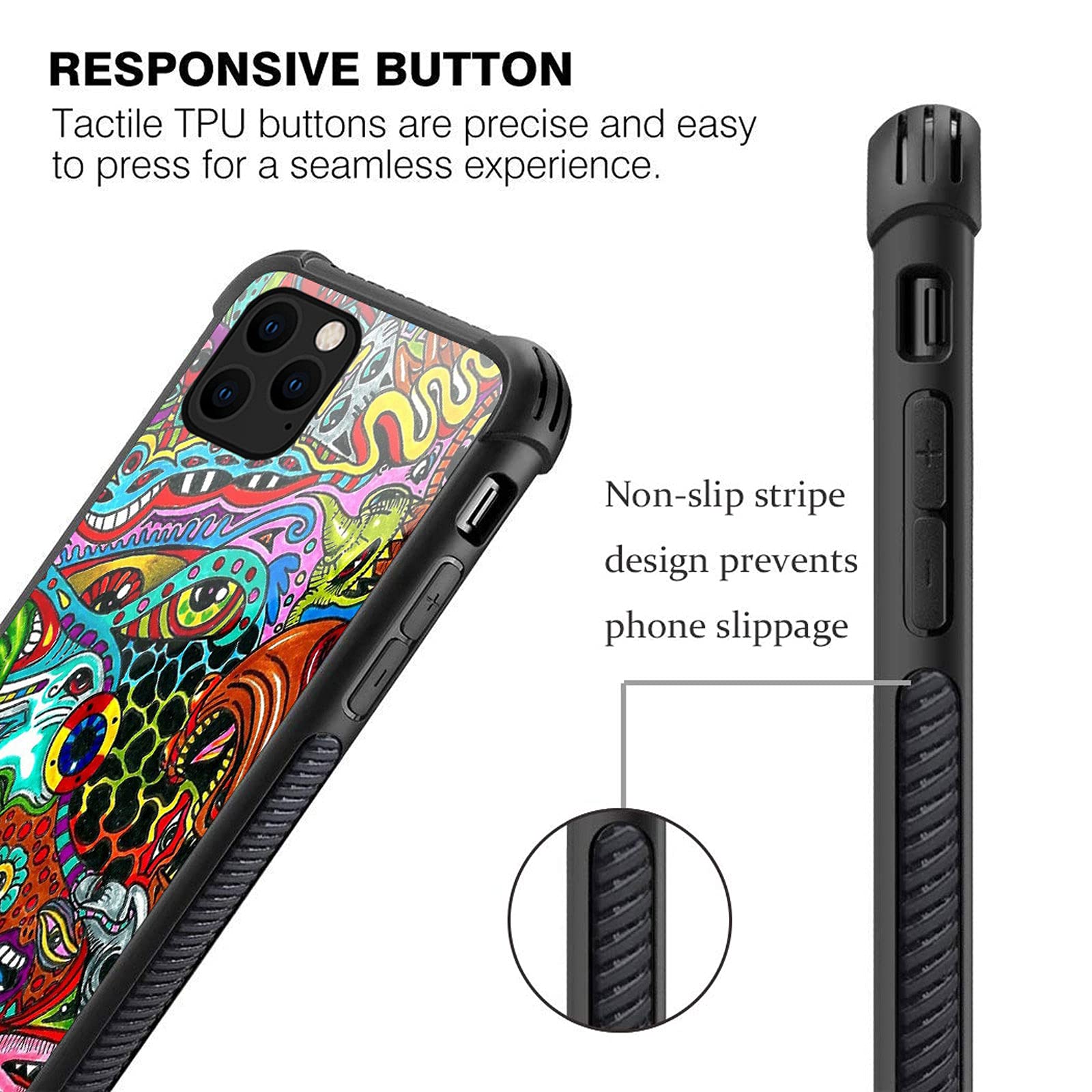 CARLOCA iPhone 13 Pro Shockproof Anti-Scratch Hard Acrylic Phone Case Colorful Trippy Red Cartoon