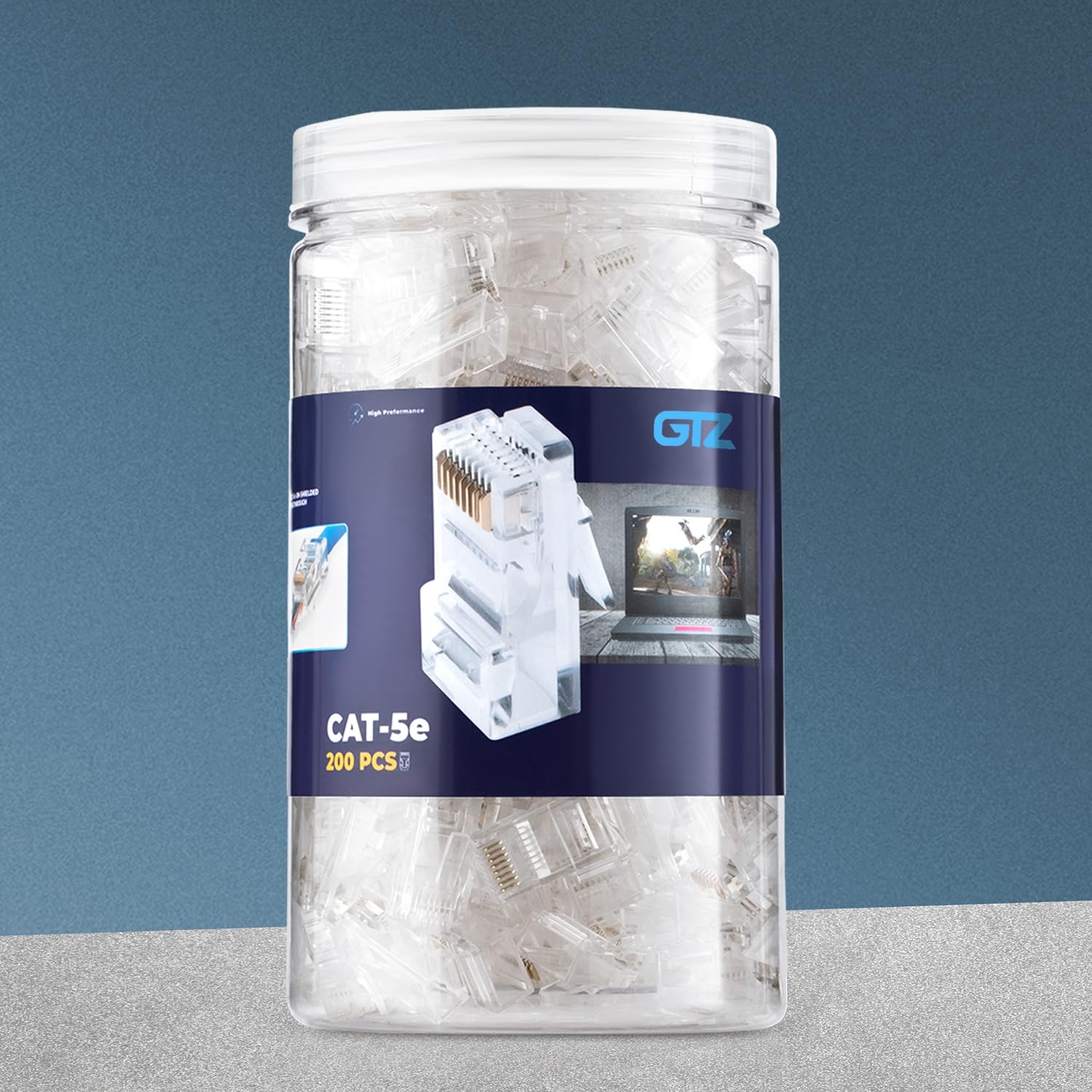 Gtz Rj45 Cat5E Pass Through Connectors   Pack Of 200   Ez To Crimp Modular Plug For Solid Or Stranded Utp Network Cable   Male E