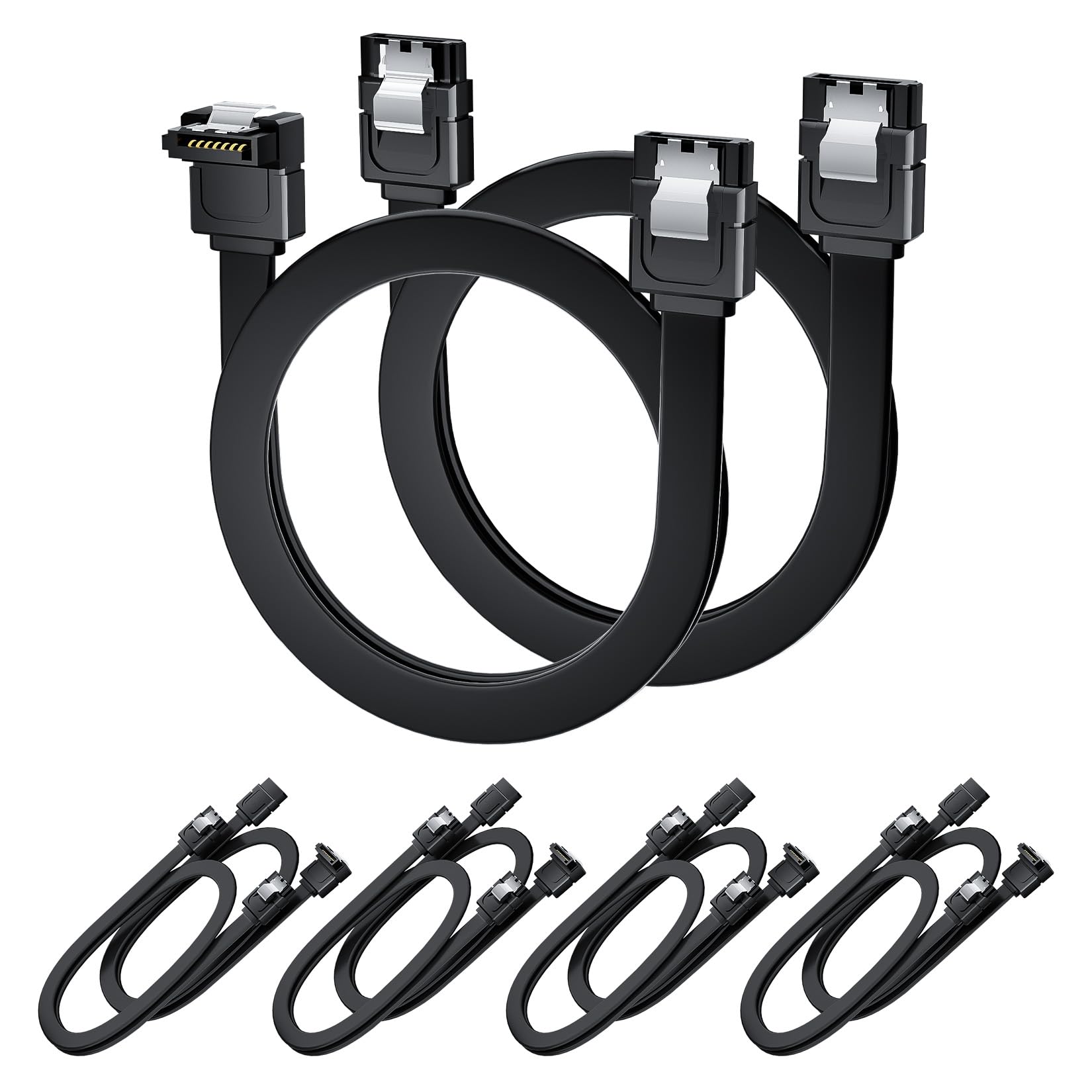 Bolaazul Sata Cable Iii Right Angle & Straight, 5 Pack Sata Data Cables 90 Degree + 5 Pack Sata 3 Cable Straight To Straight, 6G